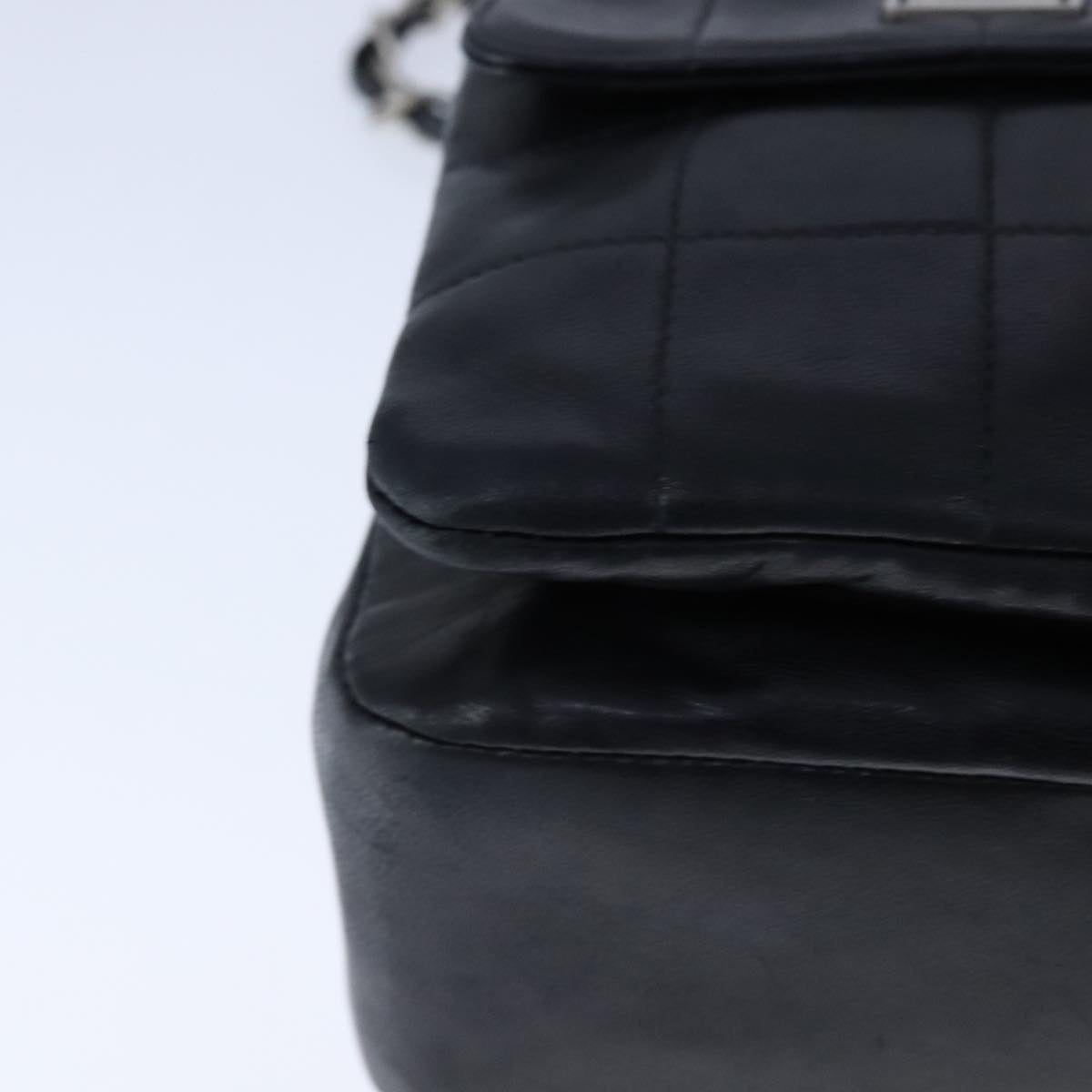 CHANEL Choco Bar Chain Shoulder Bag Lamb Skin Black CC bs21132