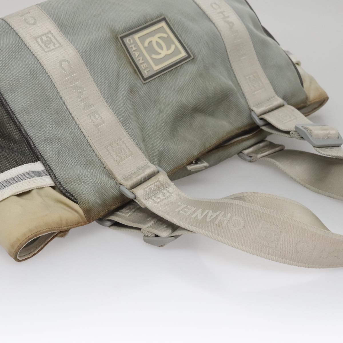 CHANEL Sports Tote Bag Canvas Gray CC bs21195