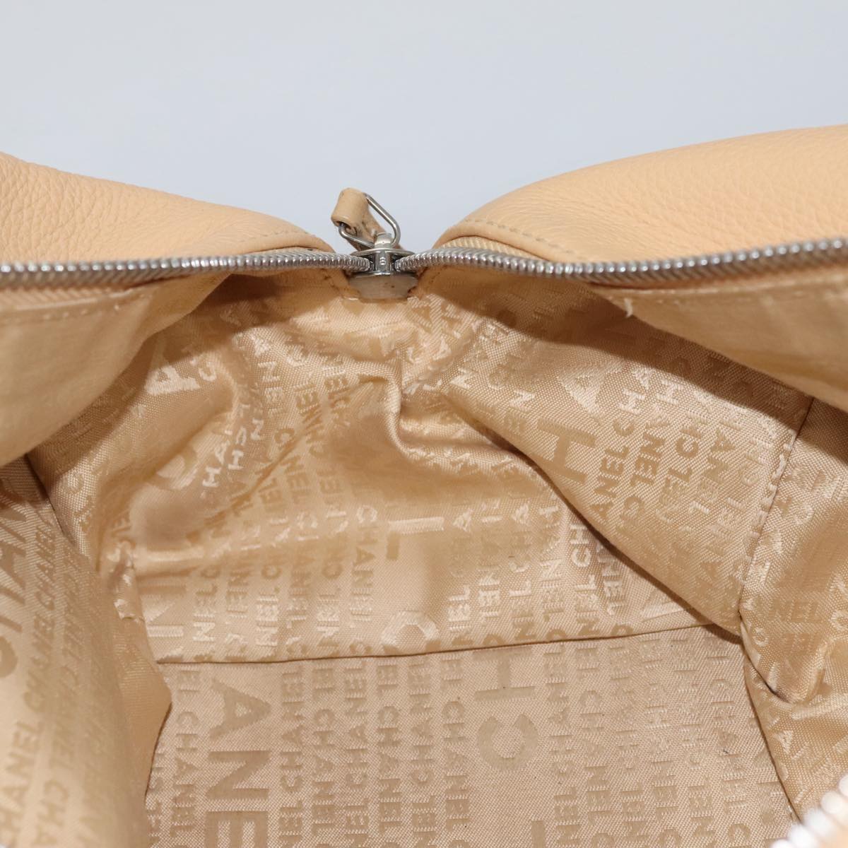 CHANEL Hand Bag Leather Beige Silver CC bs21197