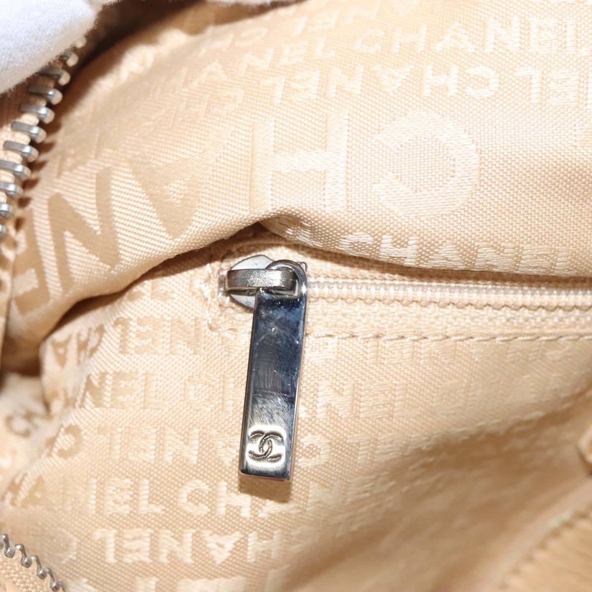 CHANEL Hand Bag Leather Beige Silver CC bs21197