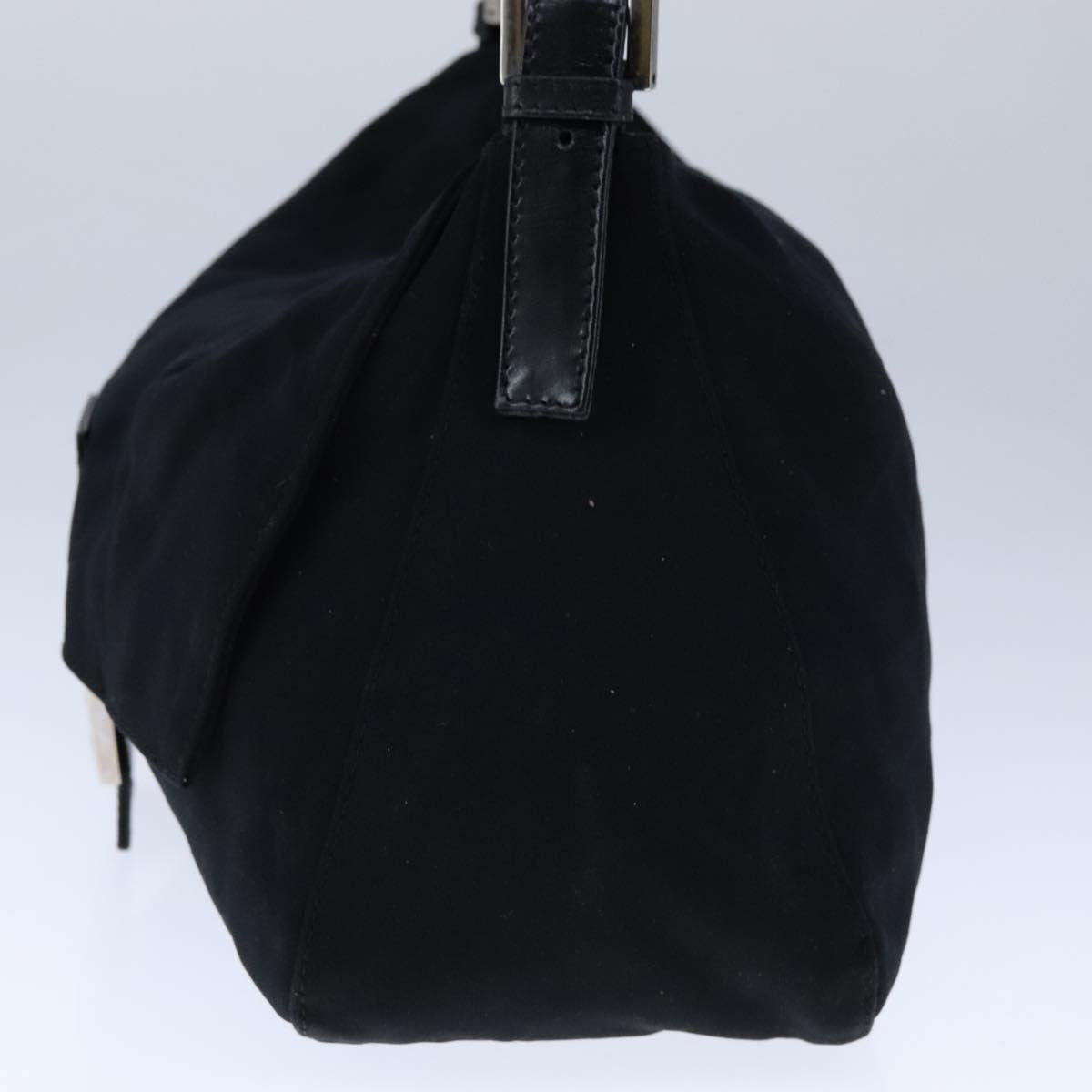 FENDI Mamma Baguette Shoulder Bag Nylon Leather Black Silver bs21311