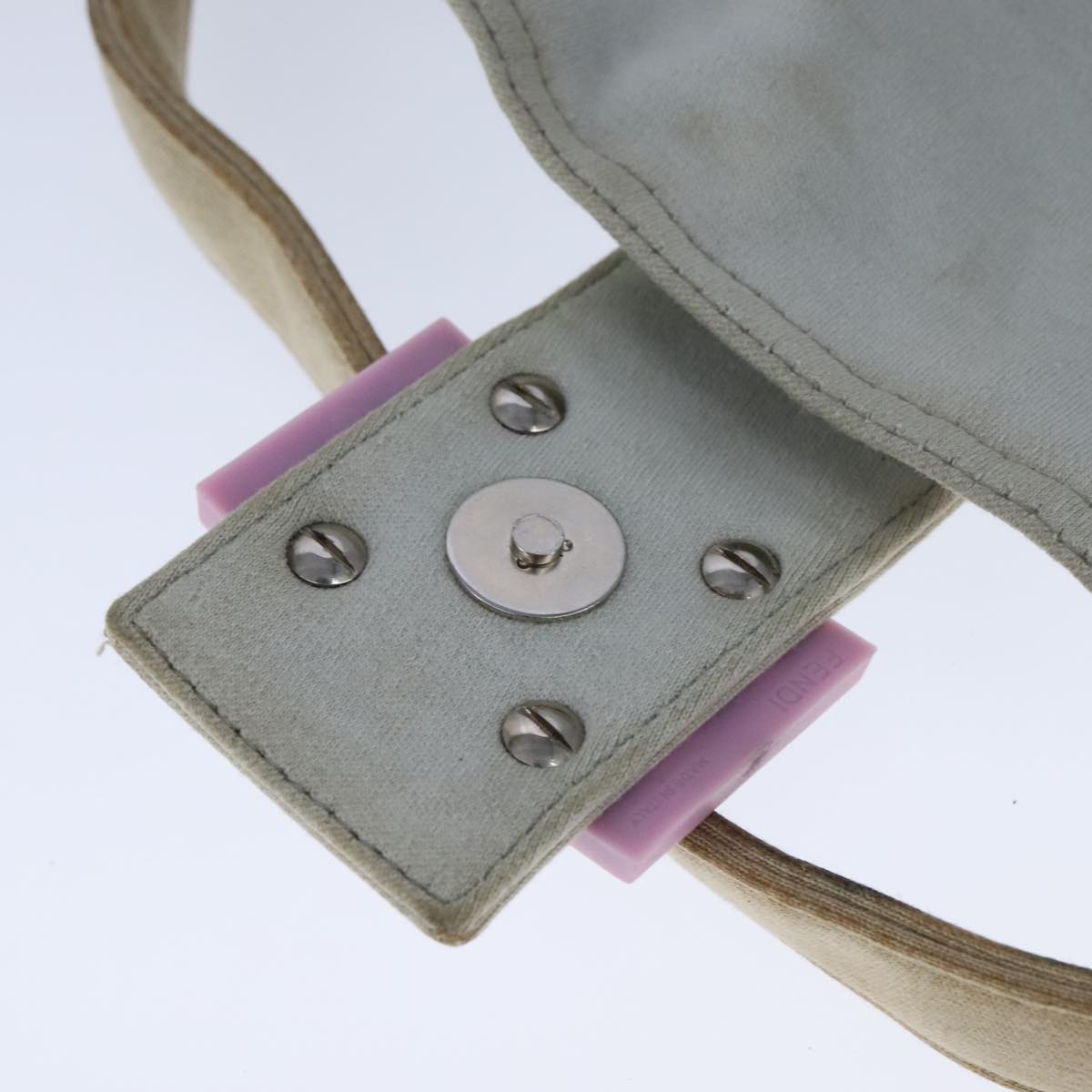 FENDI Mamma Baguette Shoulder Bag Nylon Gray Pink bs21312