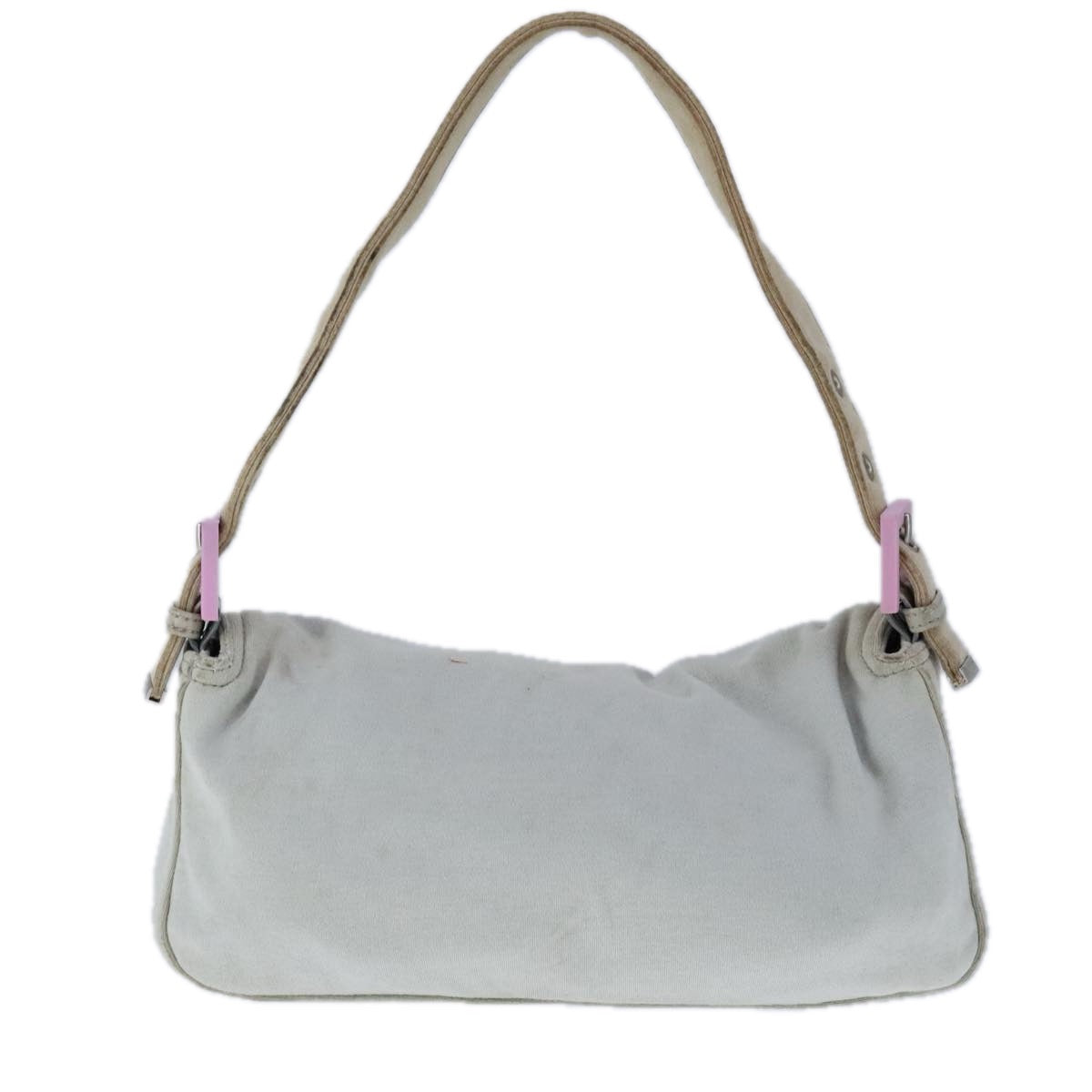 FENDI Mamma Baguette Shoulder Bag Nylon Gray Pink bs21312