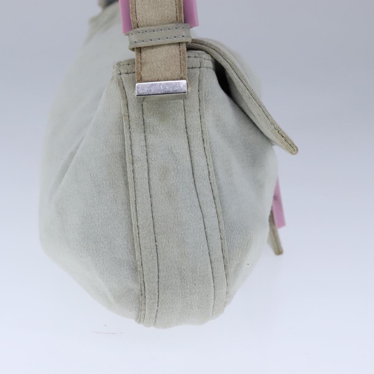 FENDI Mamma Baguette Shoulder Bag Nylon Gray Pink bs21312