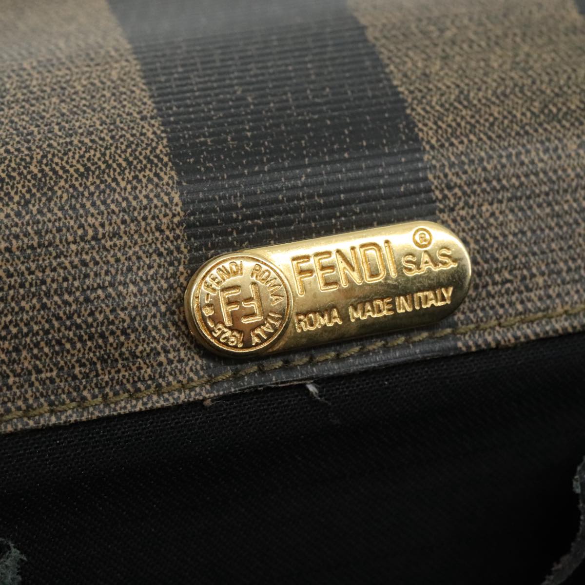 FENDI Pecan Canvas Business Bag 2way Brown Black gold bs21370