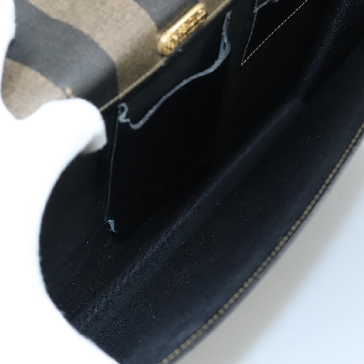 FENDI Pecan Canvas Business Bag 2way Brown Black gold bs21370