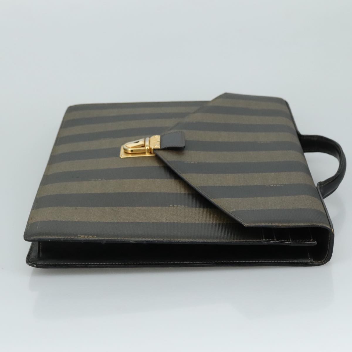FENDI Pecan Canvas Business Bag 2way Brown Black gold bs21370