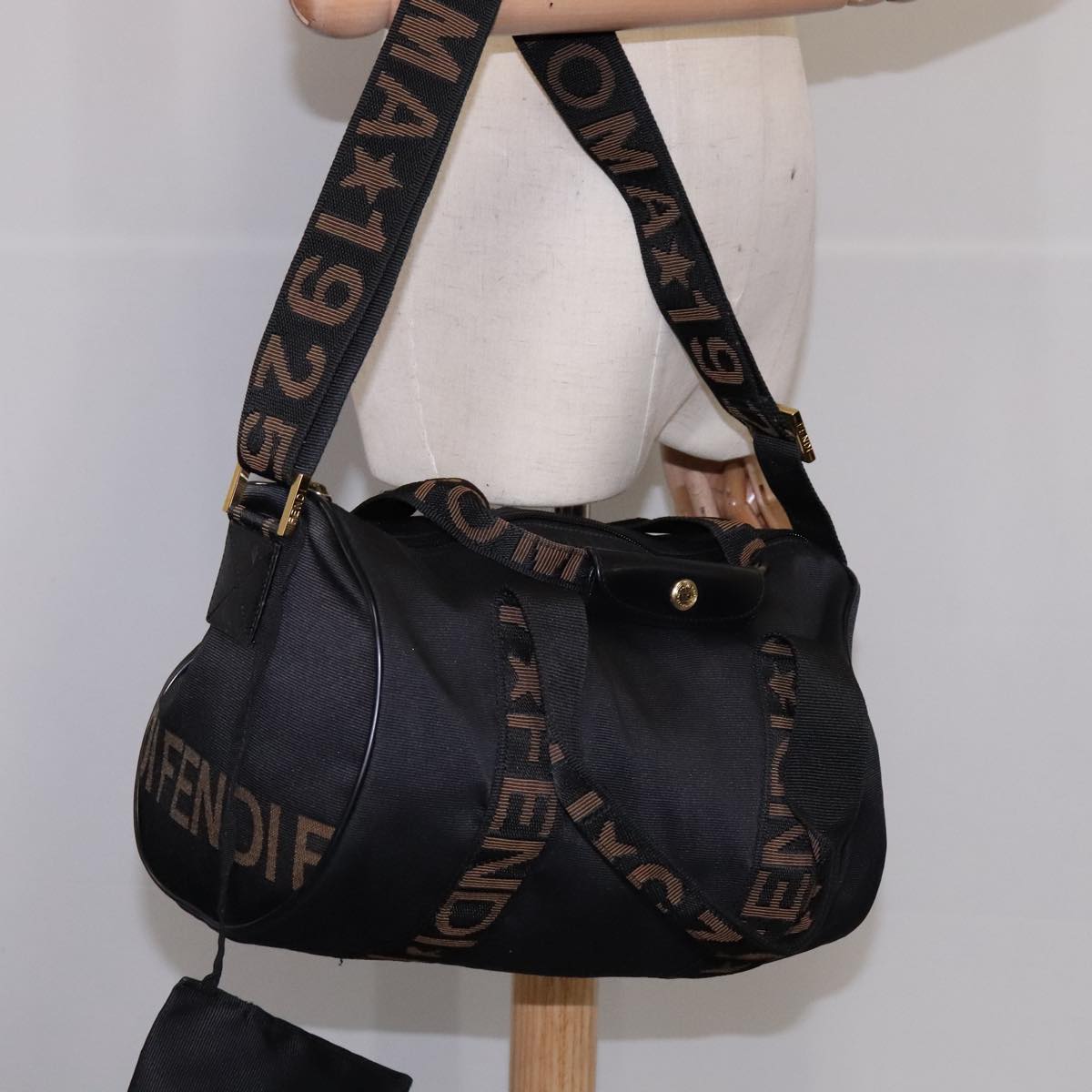 FENDI Hand Bag Nylon 2way Black bs21426