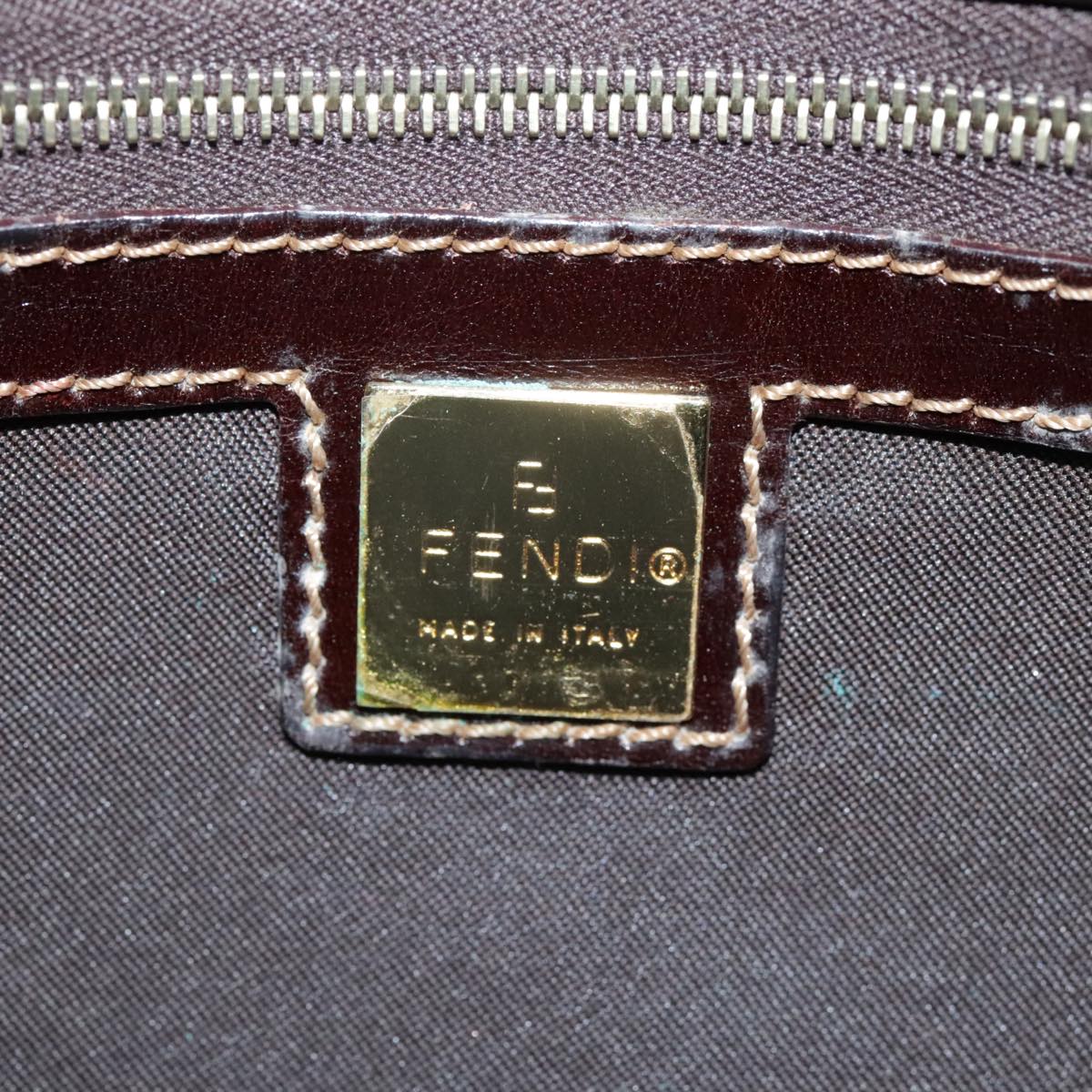 FENDI Zucchino Canvas Hand Bag Brown Gold bs21516