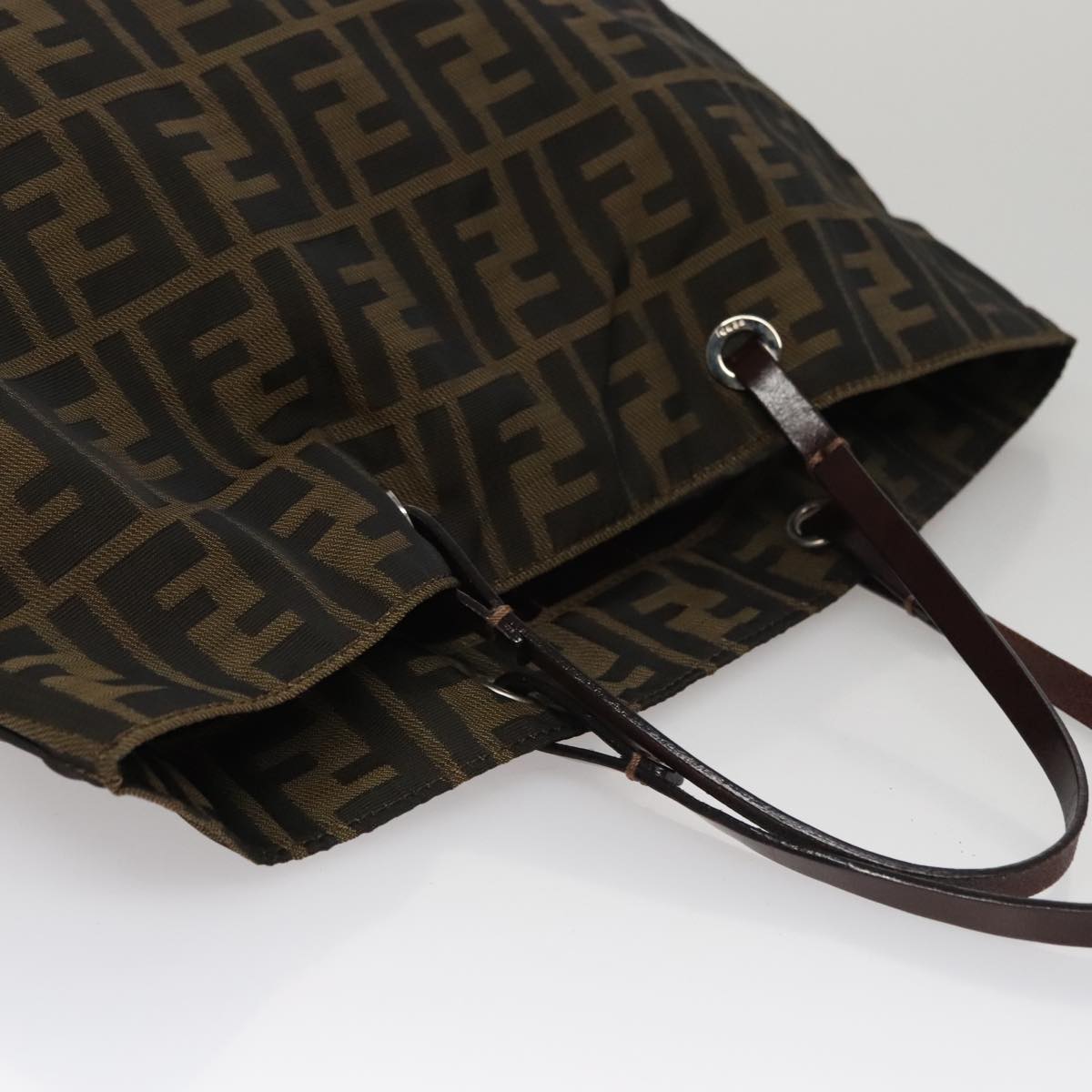 FENDI Zucca Canvas Tote Bag Brown Black bs21579