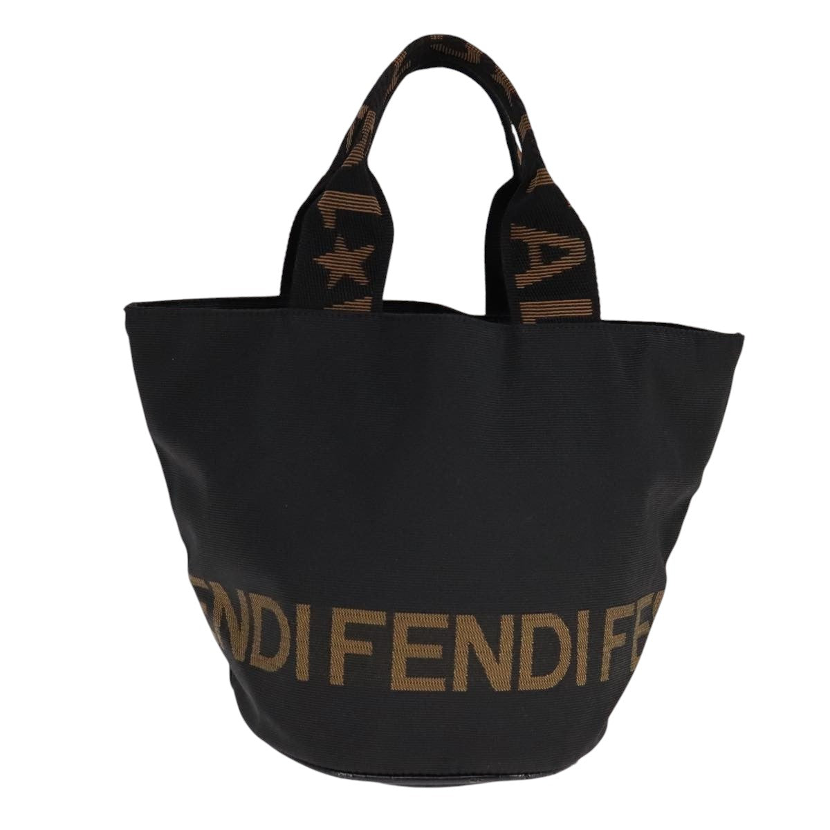 FENDI Hand Bag Canvas Black bs21580