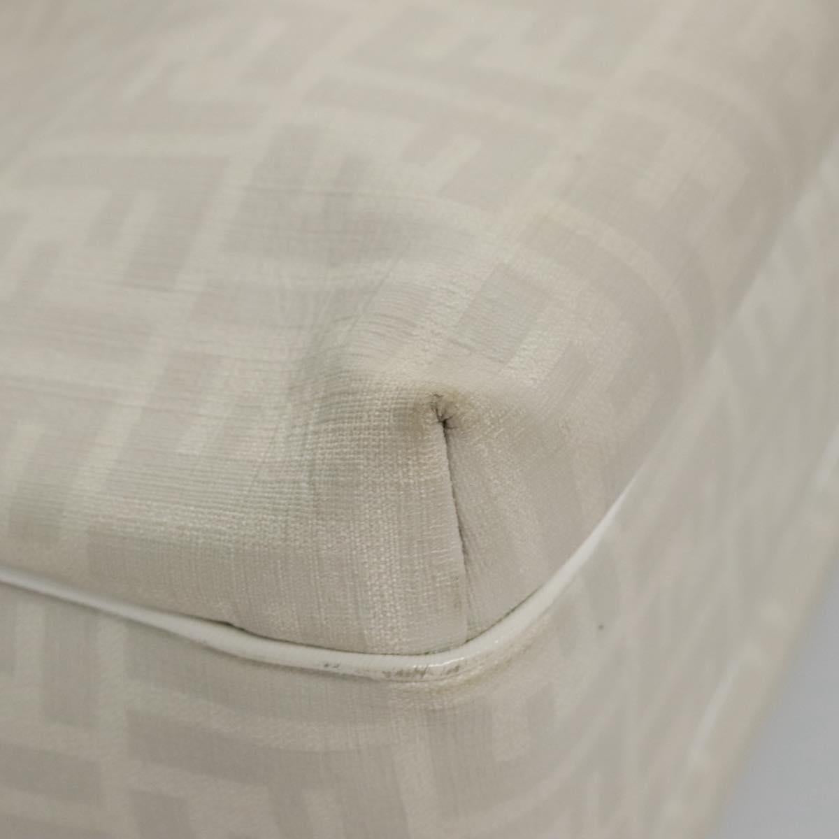 FENDI Zucca Canvas Hand Bag PVC White Gold bs21927