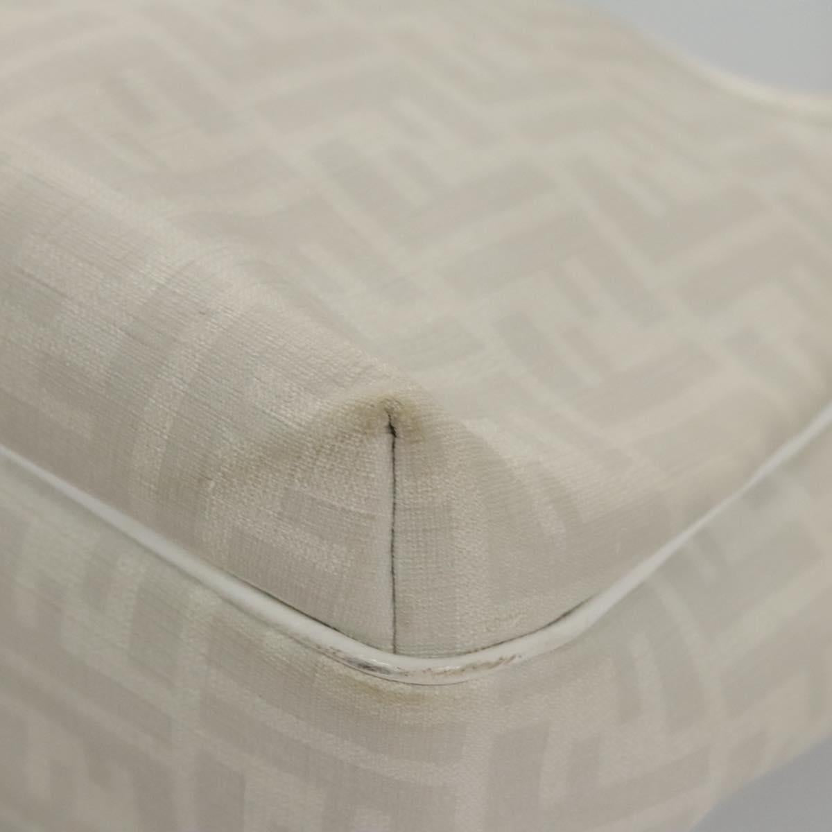 FENDI Zucca Canvas Hand Bag PVC White Gold bs21927