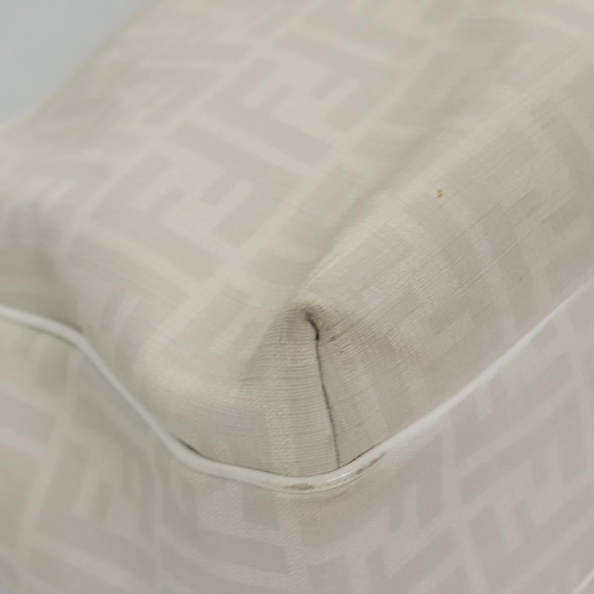 FENDI Zucca Canvas Hand Bag PVC White Gold bs21927