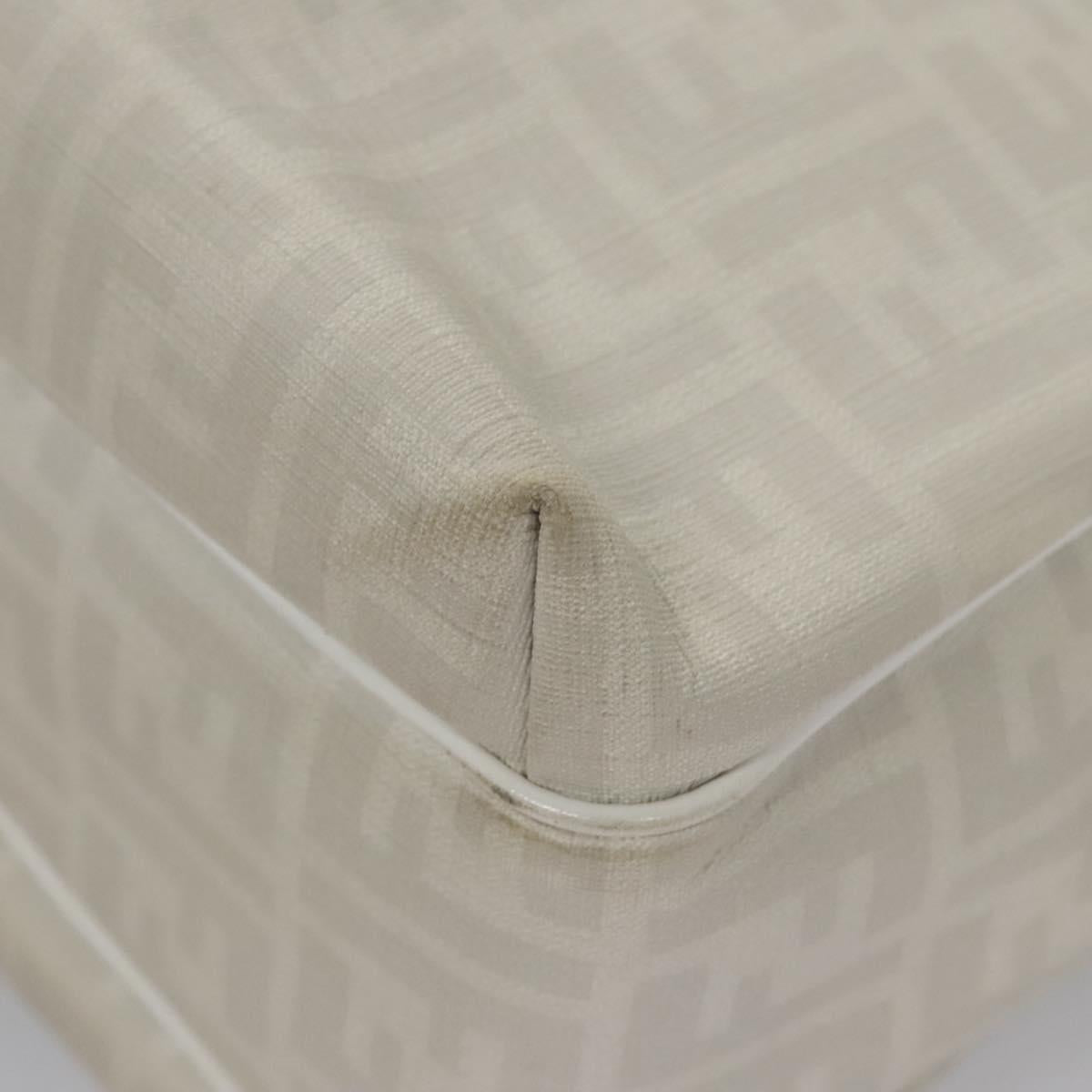 FENDI Zucca Canvas Hand Bag PVC White Gold bs21927