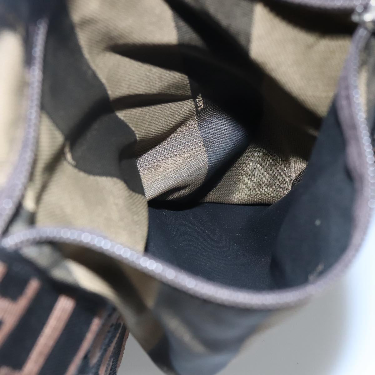 FENDI Pecan Canvas Tote Bag Brown Black gold bs21954