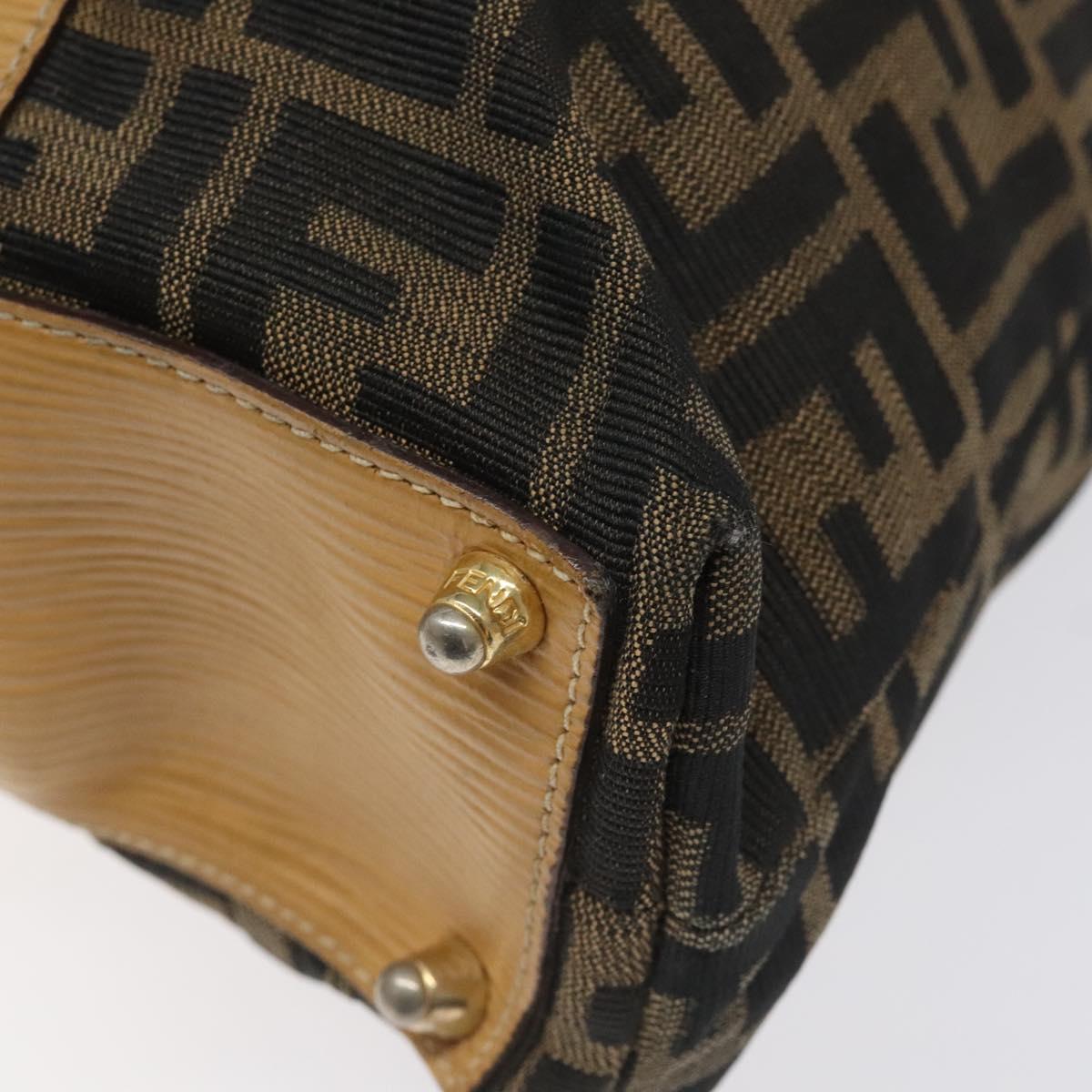 FENDI Zucca Canvas Tote Bag Brown Black gold bs22159