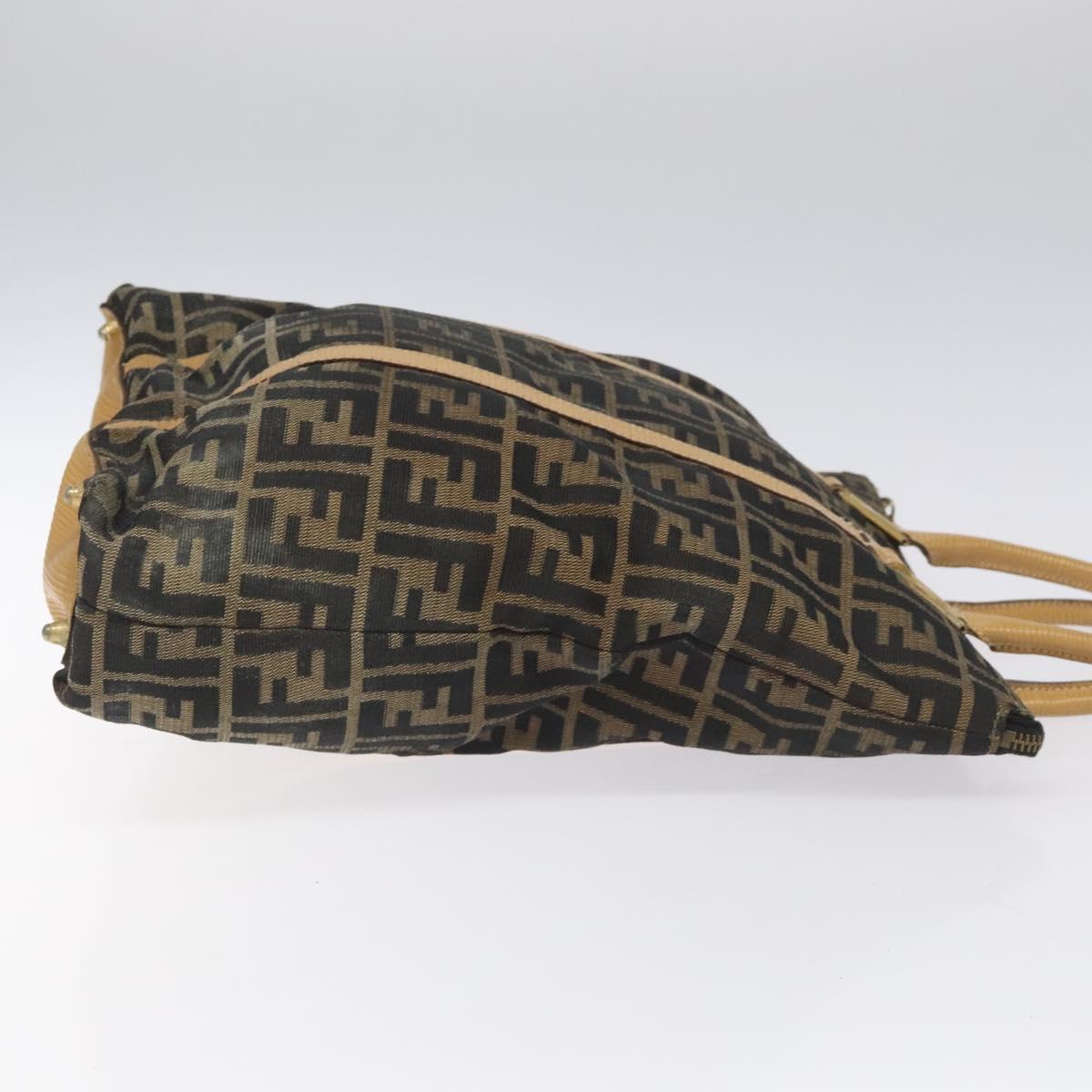 FENDI Zucca Canvas Tote Bag Brown Black gold bs22159