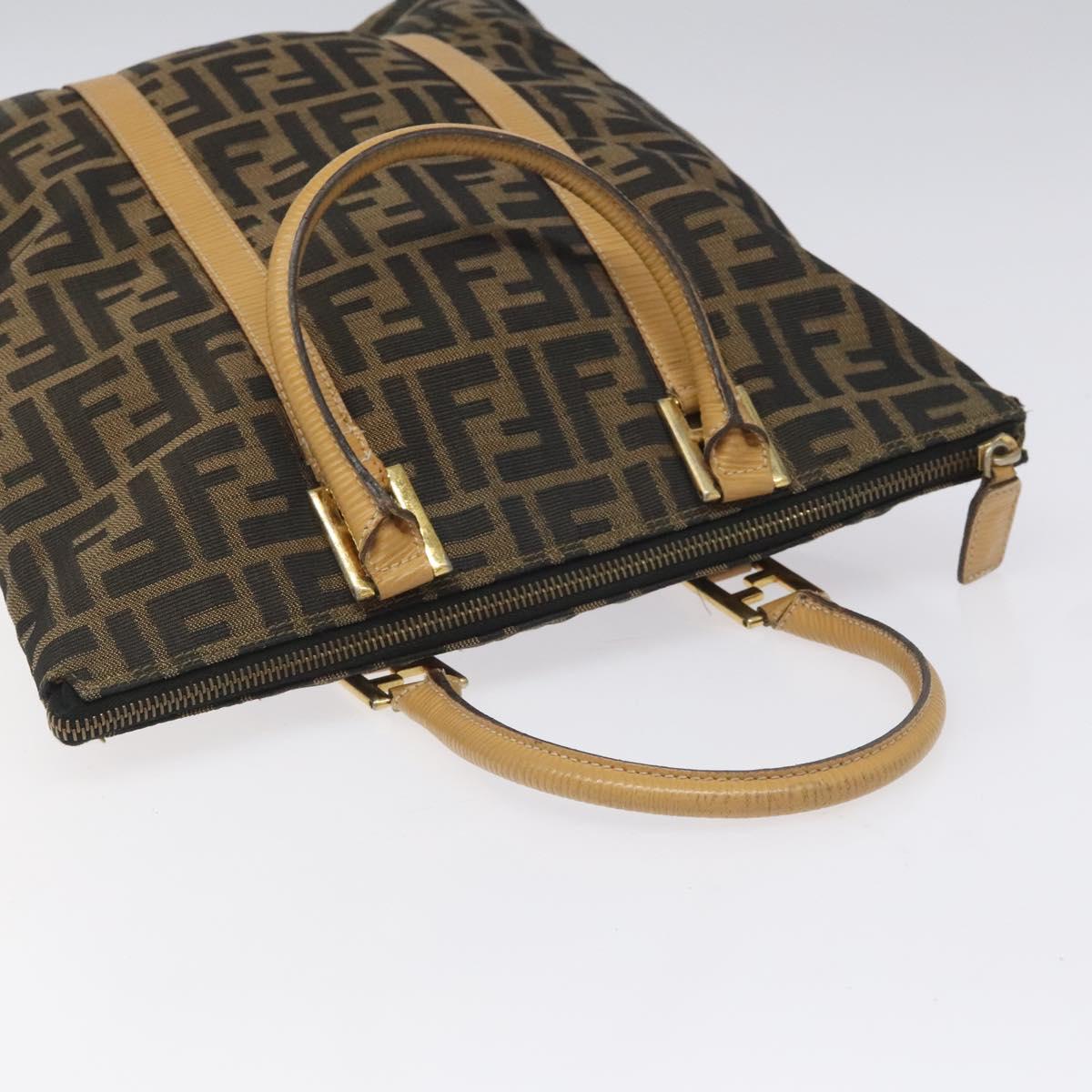 FENDI Zucca Canvas Tote Bag Brown Black gold bs22159