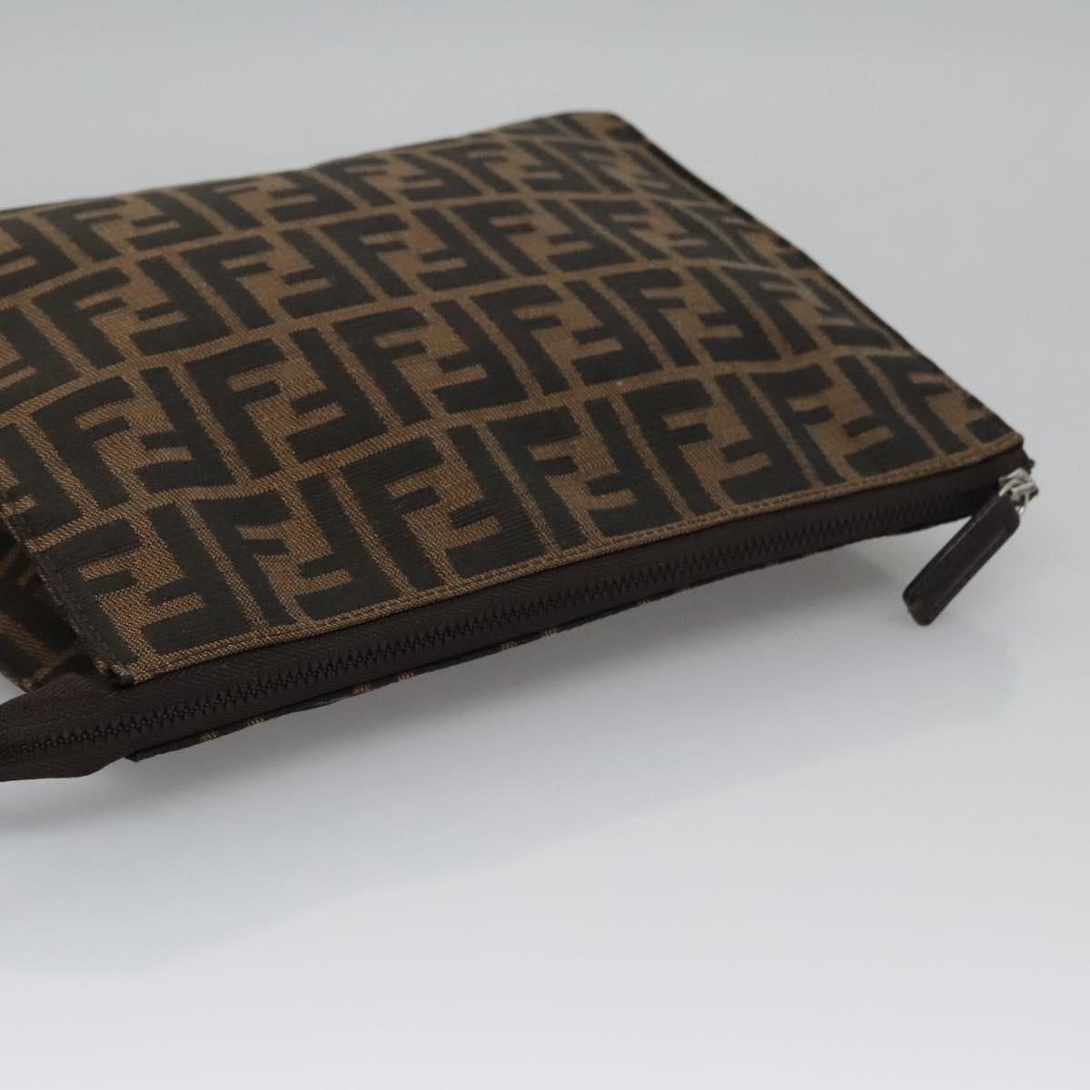 FENDI Zucca Canvas Clutch Bag Brown bs22209