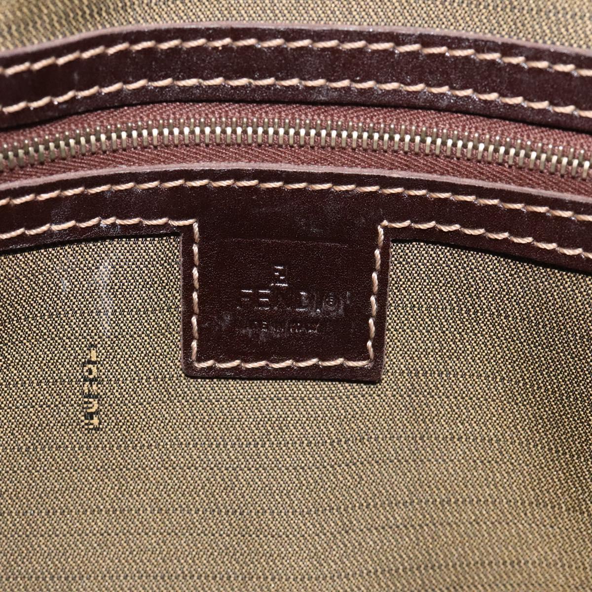 FENDI Zucca Canvas Hand Bag Brown Black gold bs22363