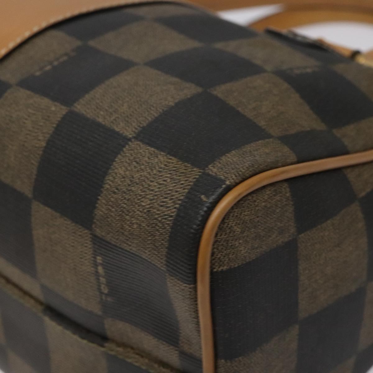 FENDI Pecan Canvas Hand Bag Brown Black bs22633