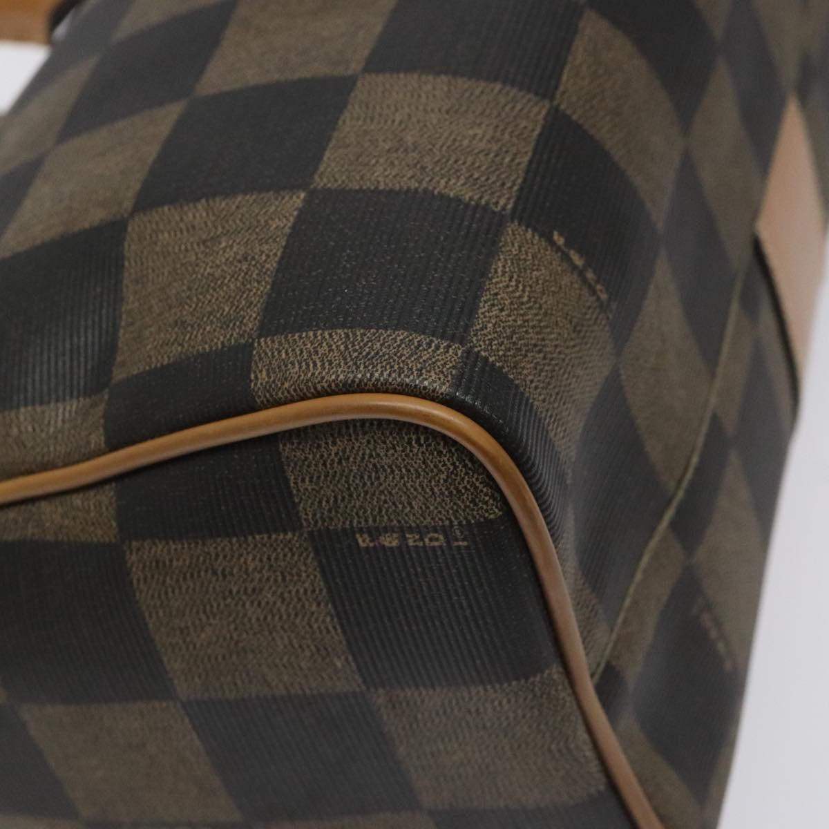 FENDI Pecan Canvas Hand Bag Brown Black bs22633