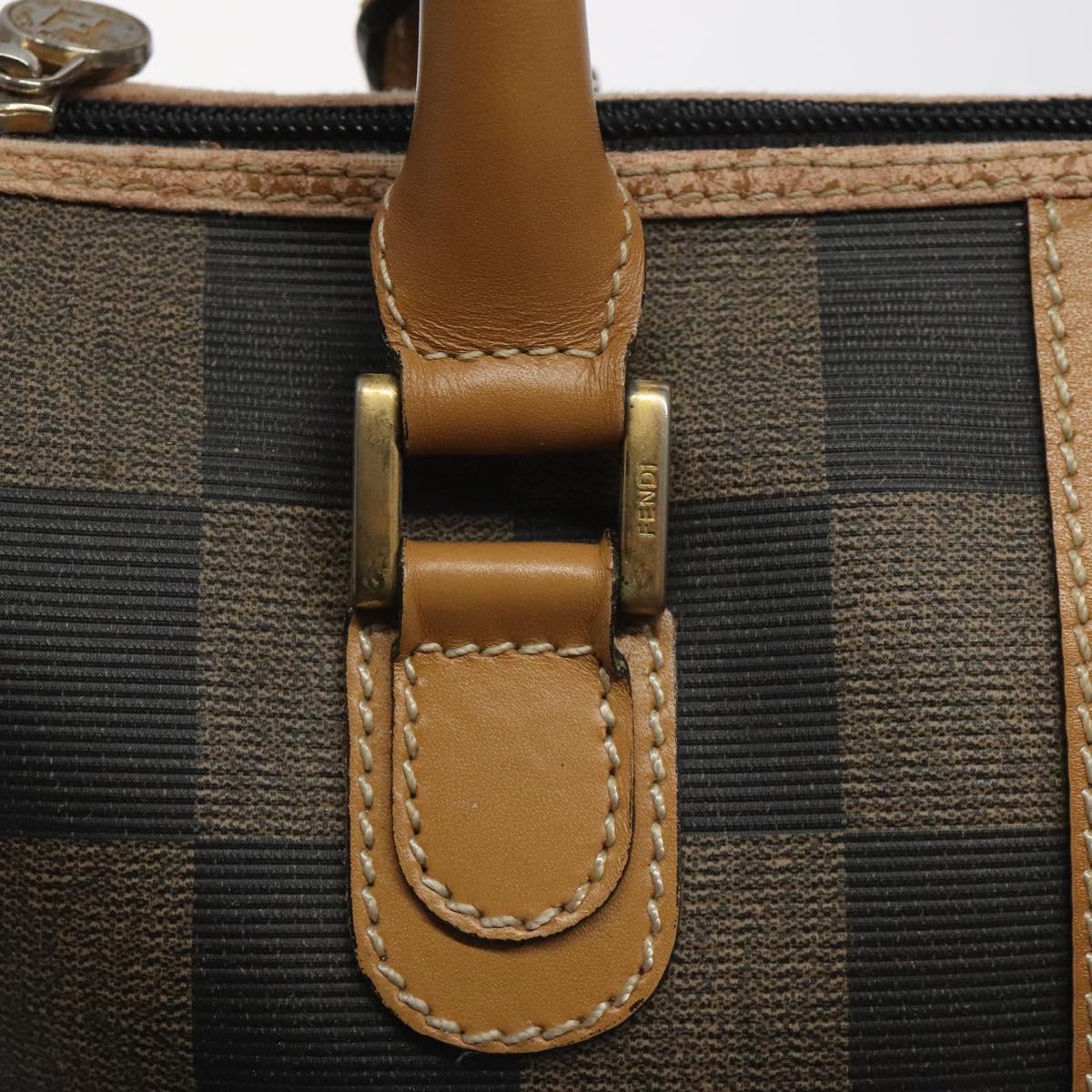 FENDI Pecan Canvas Hand Bag Brown Black bs22633