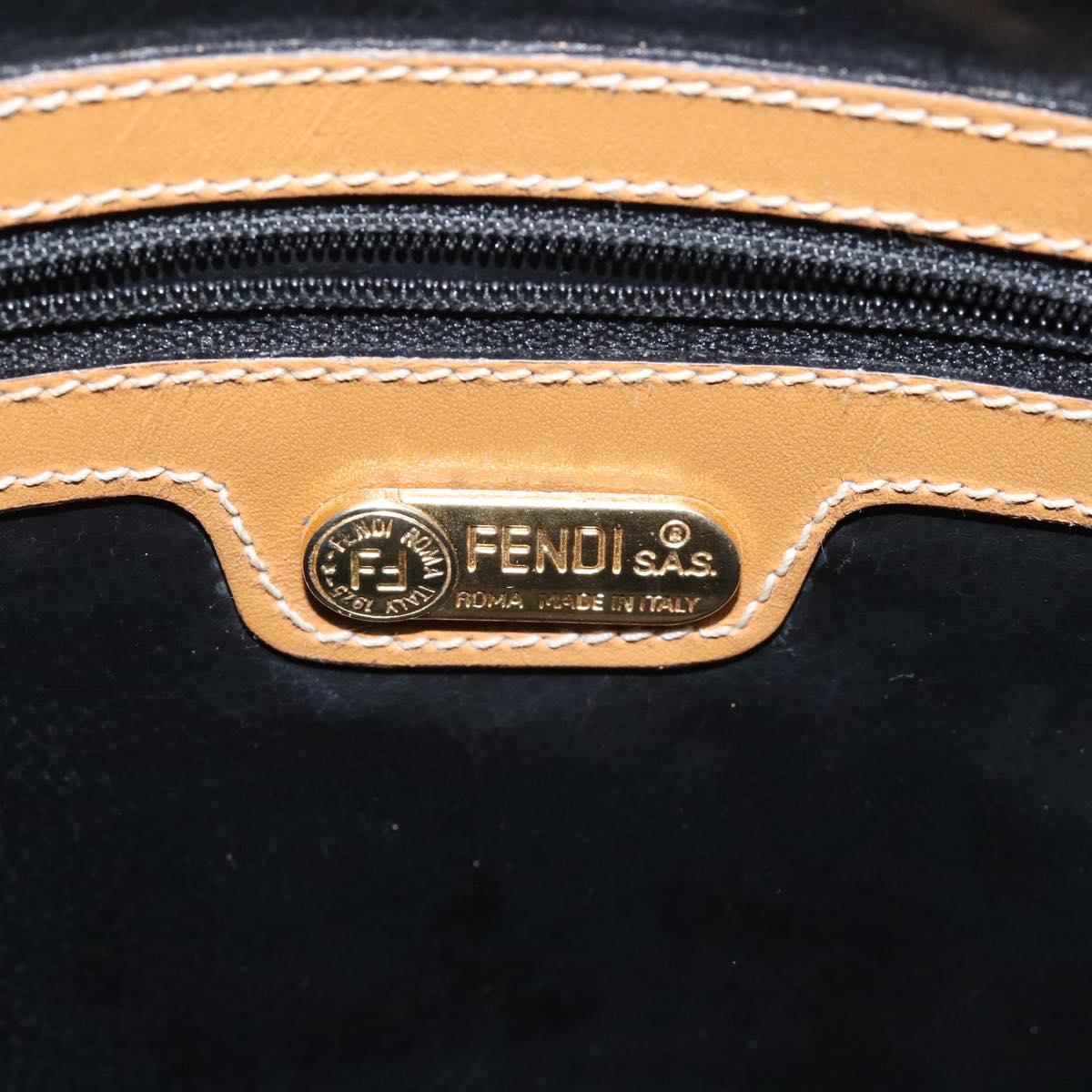 FENDI Pecan Canvas Hand Bag Brown Black bs22633