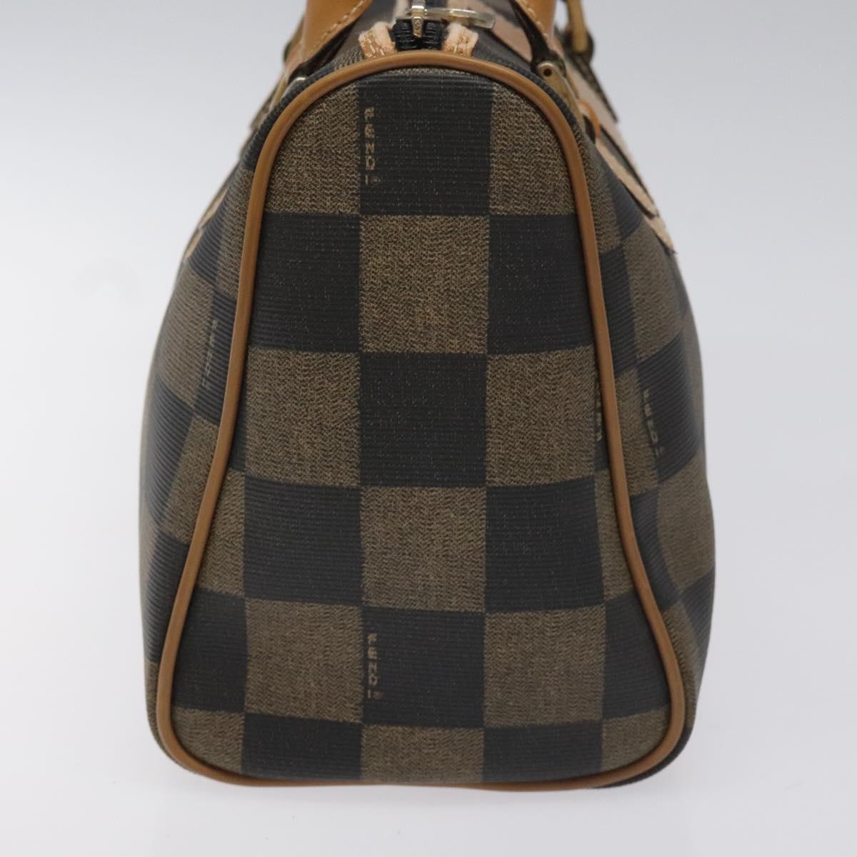 FENDI Pecan Canvas Hand Bag Brown Black bs22633