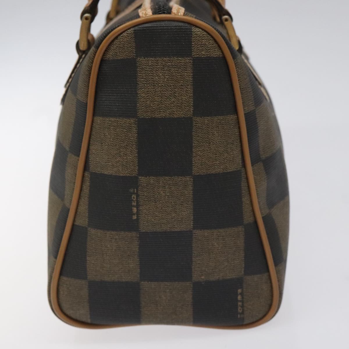 FENDI Pecan Canvas Hand Bag Brown Black bs22633