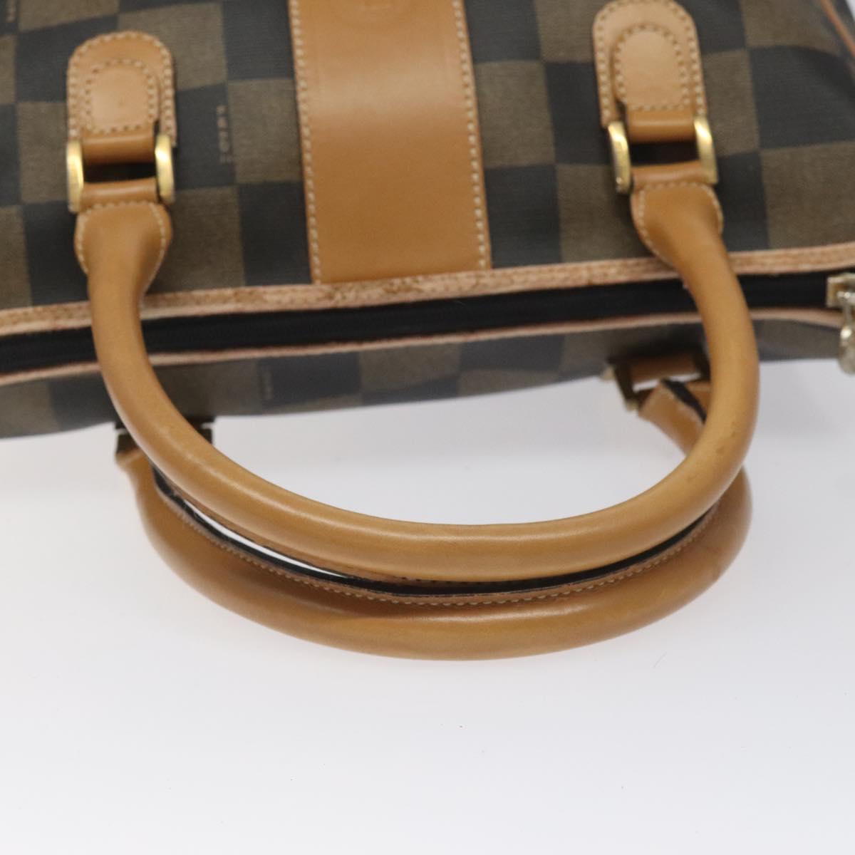 FENDI Pecan Canvas Hand Bag Brown Black bs22633