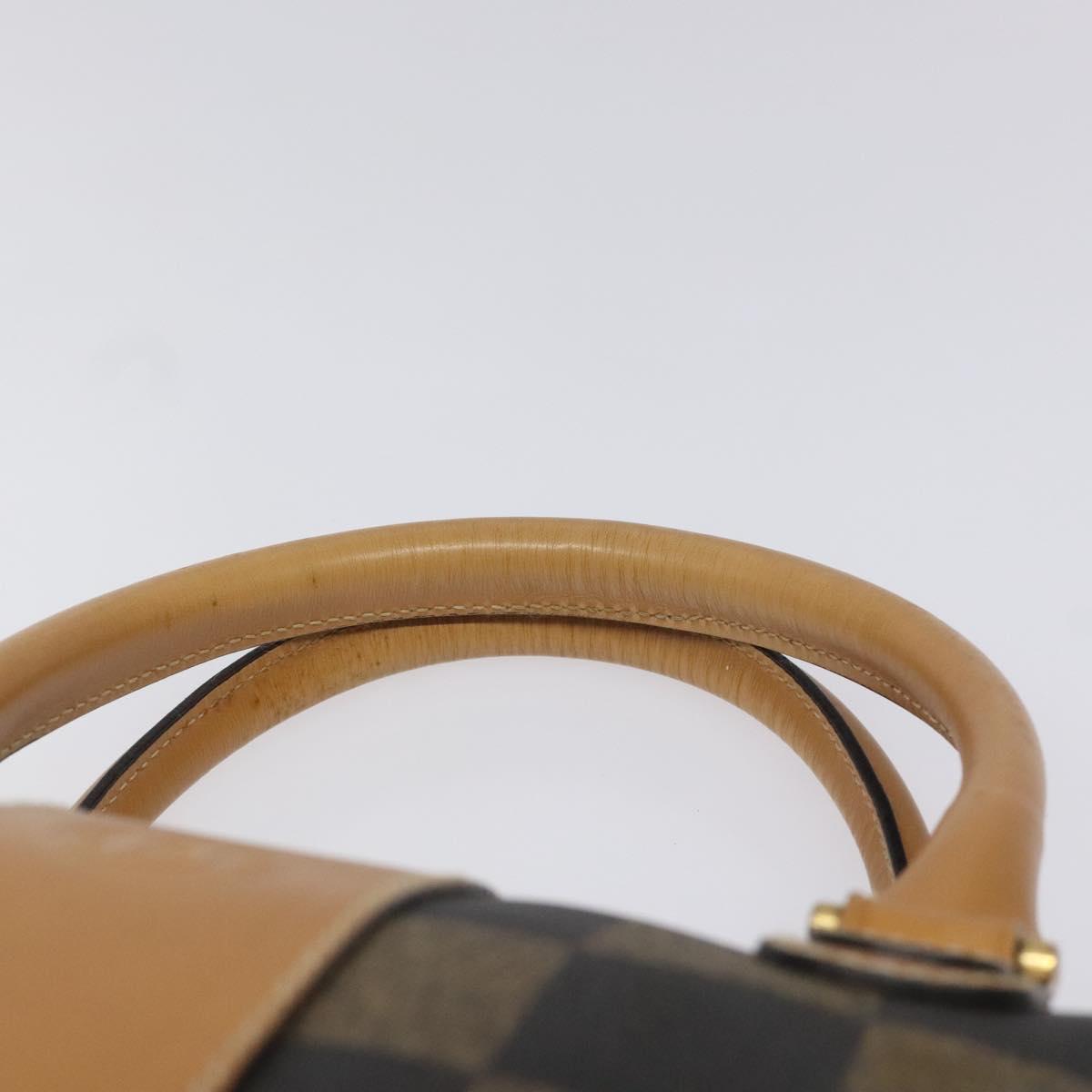 FENDI Pecan Canvas Hand Bag Brown Black bs22633