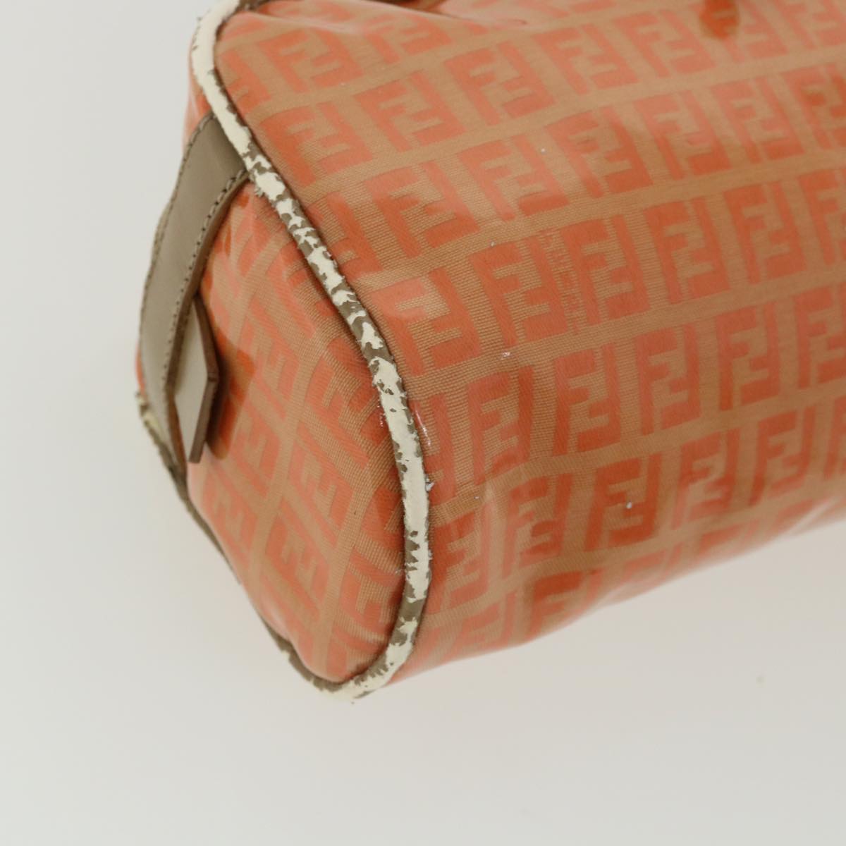 FENDI Zucchino Canvas Hand Bag Enamel Orange bs2431