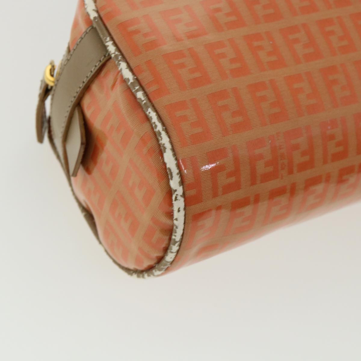 FENDI Zucchino Canvas Hand Bag Enamel Orange bs2431