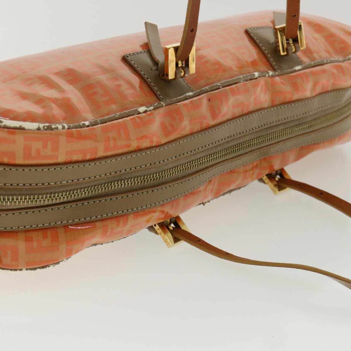 FENDI Zucchino Canvas Hand Bag Enamel Orange bs2431