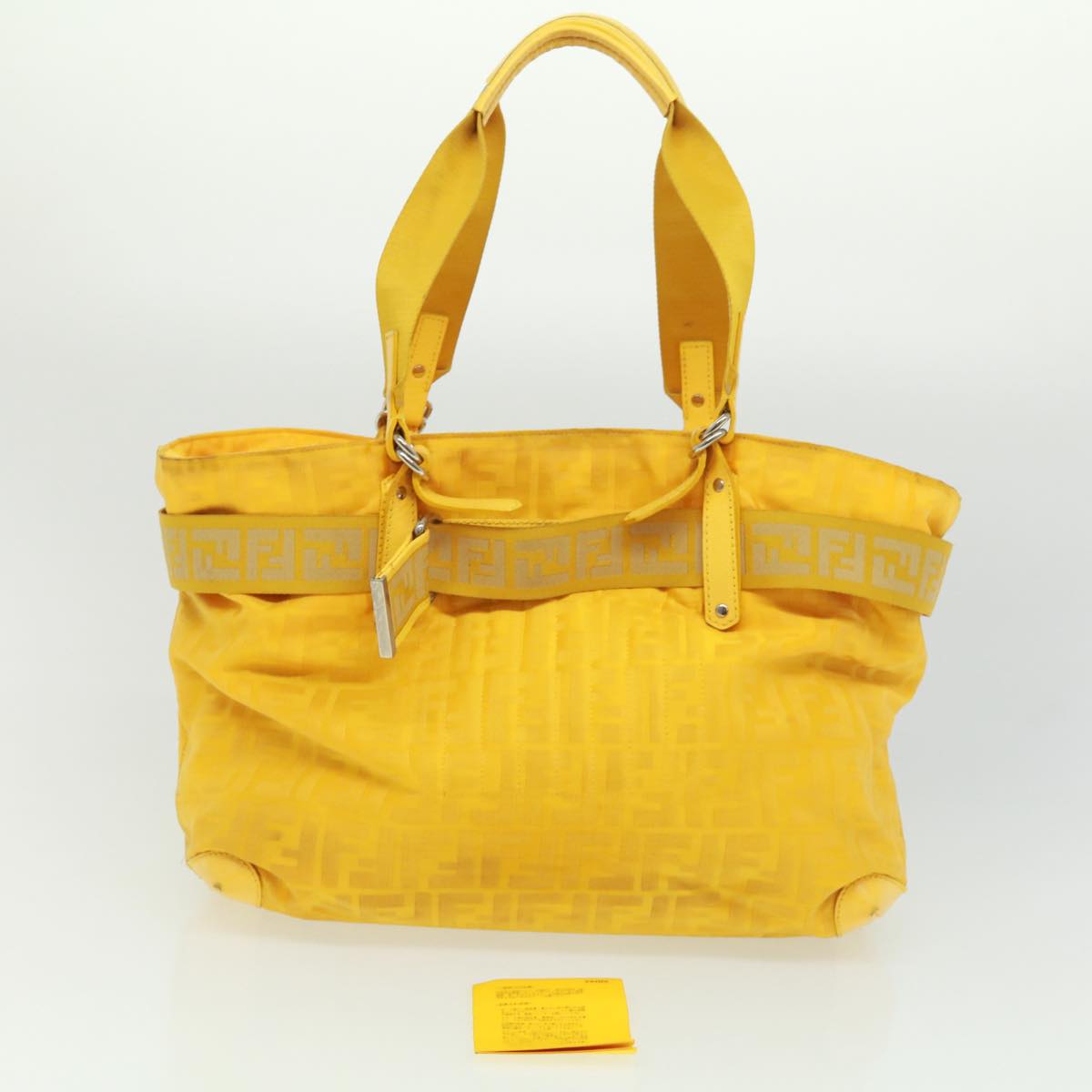 FENDI Zucca Canvas Tote Bag Nylon Yellow bs2911