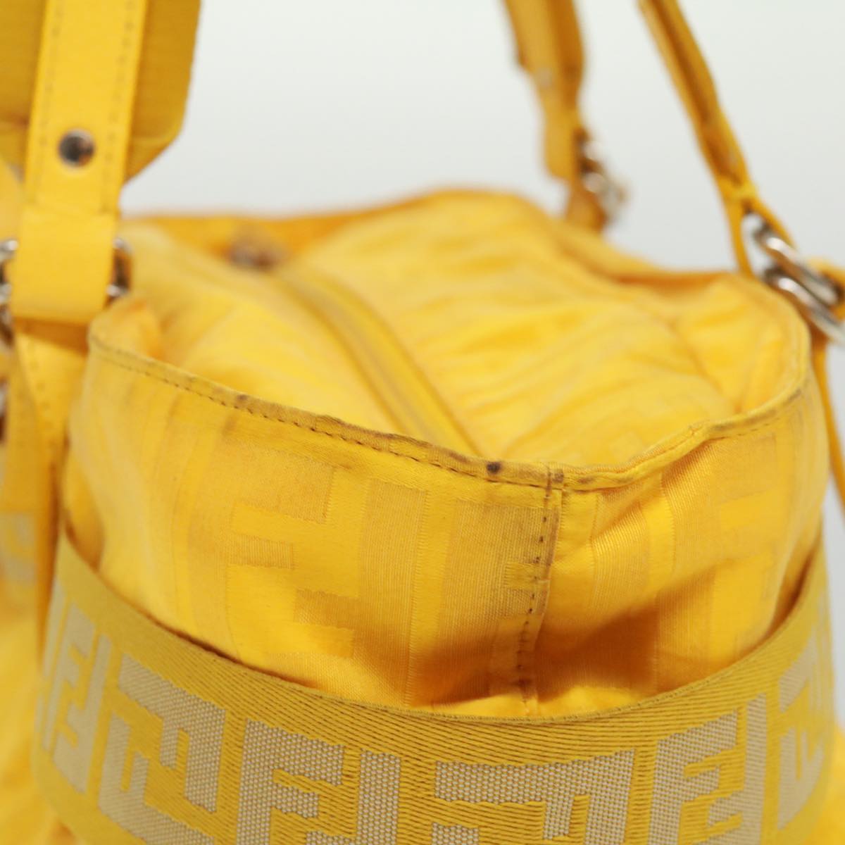 FENDI Zucca Canvas Tote Bag Nylon Yellow bs2911