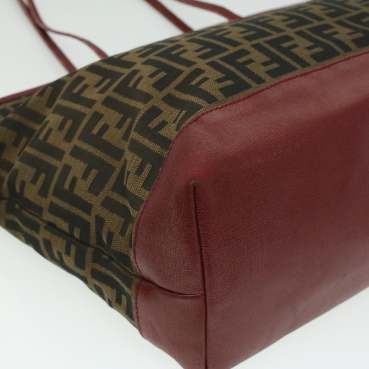 FENDI Zucca Canvas Shoulder Bag Brown Red bs3494
