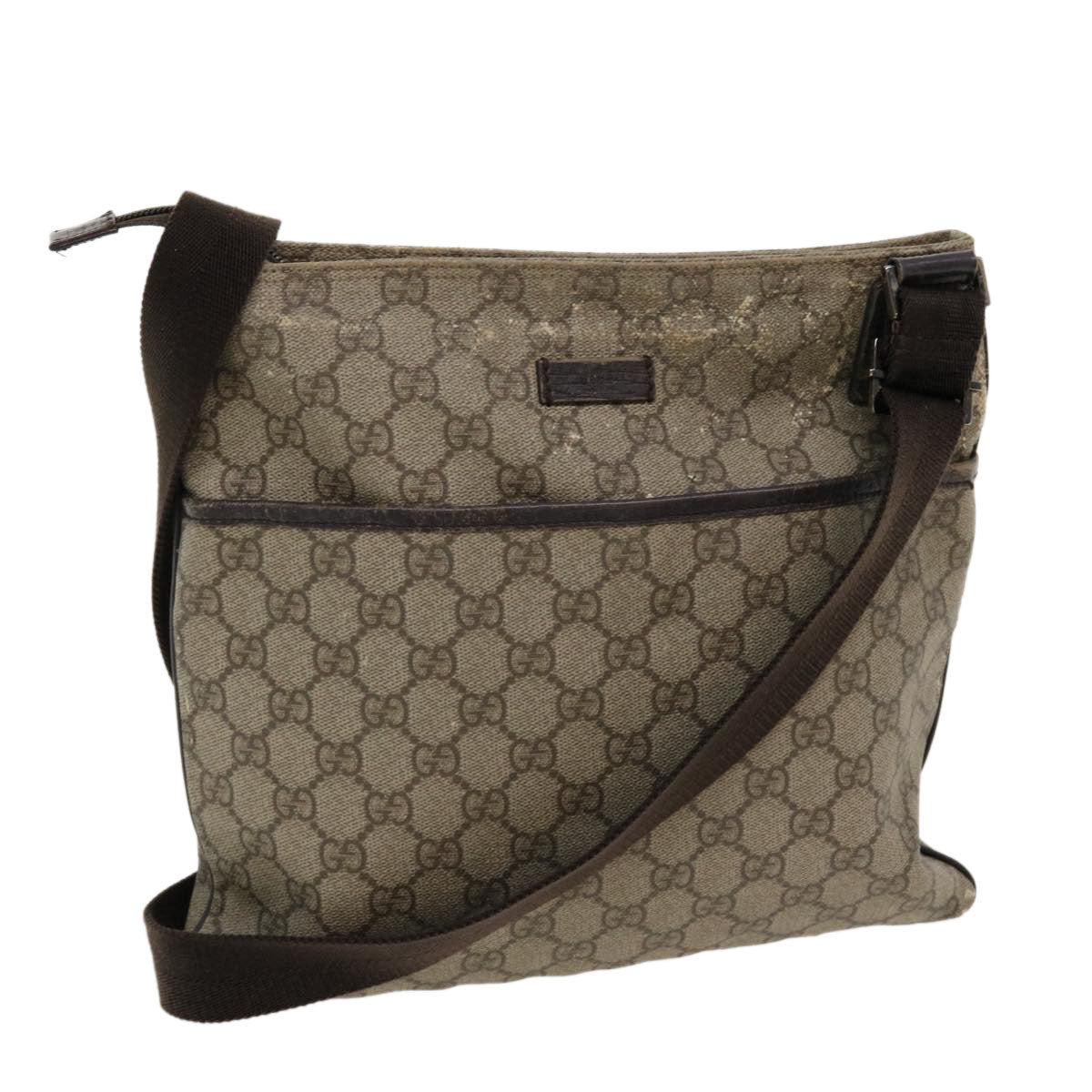 GUCCI GG Canvas Shoulder Bag PVC Leather Beige bs3746
