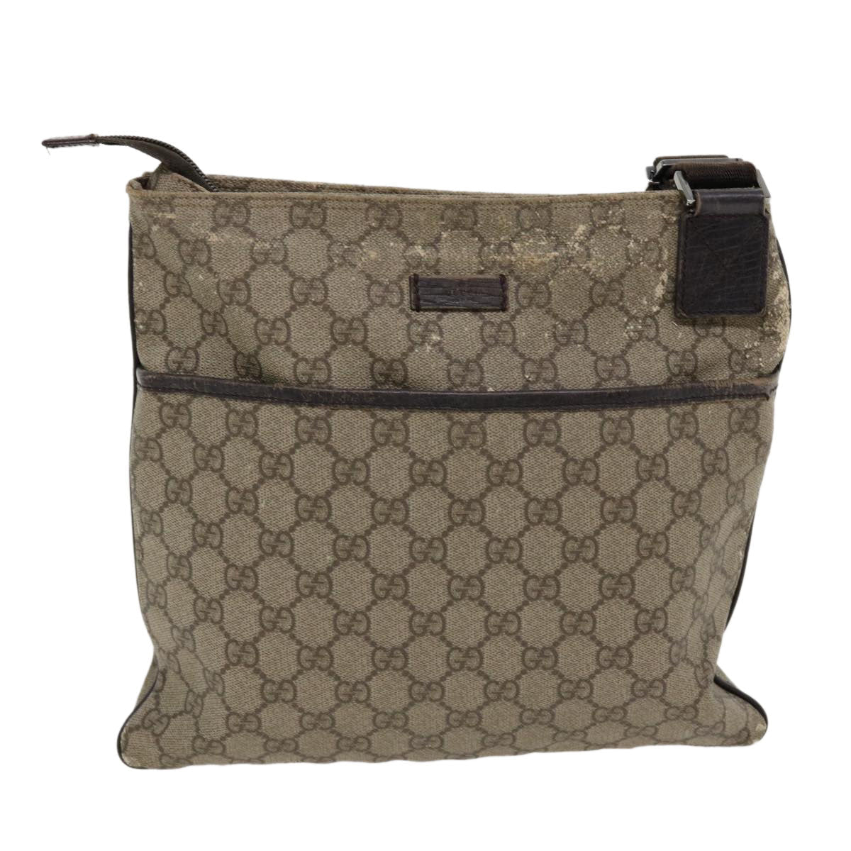 GUCCI GG Canvas Shoulder Bag PVC Leather Beige bs3746