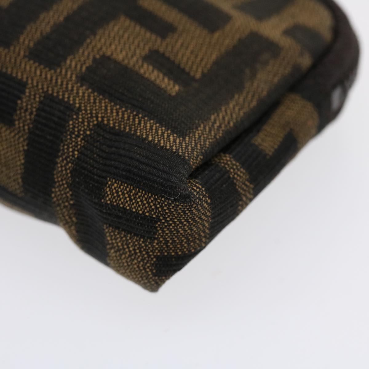 FENDI Zucca Canvas Pouch Nylon Brown Black bs4098