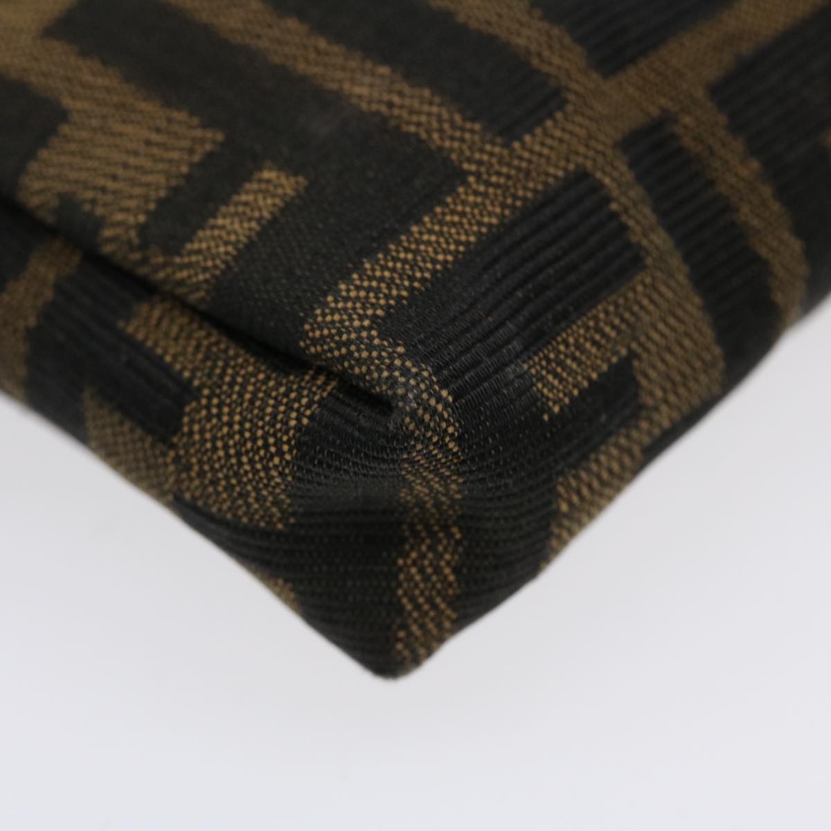 FENDI Zucca Canvas Pouch Nylon Brown Black bs4098