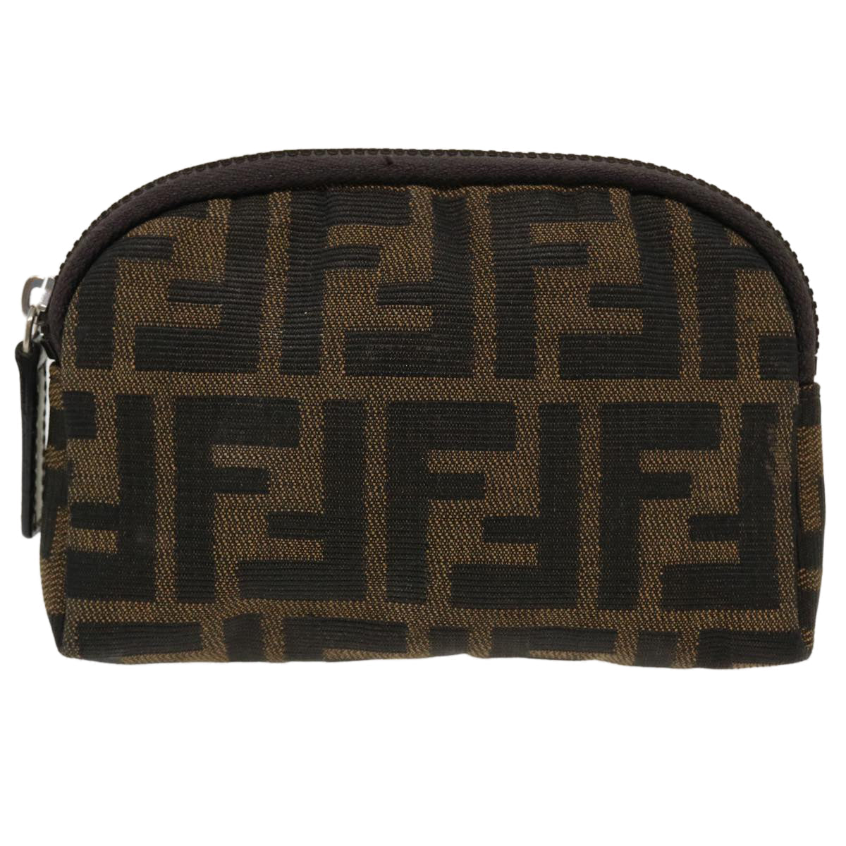 FENDI Zucca Canvas Pouch Nylon Brown Black bs4098