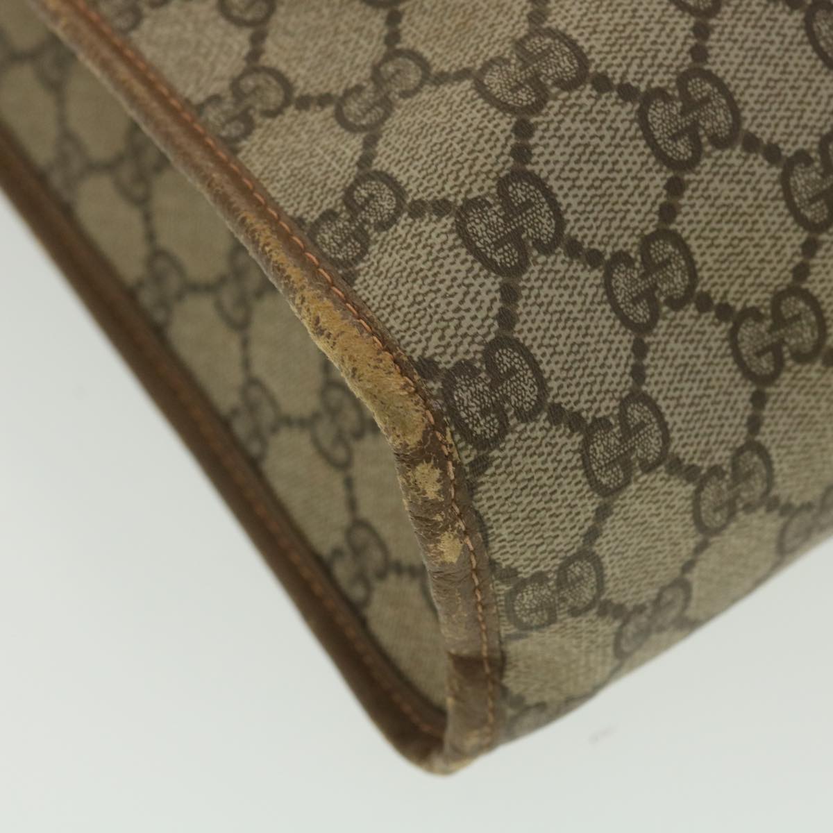 GUCCI GG Canvas Web Sherry Line Tote Bag PVC Leather Beige 89.02.092 bs4214
