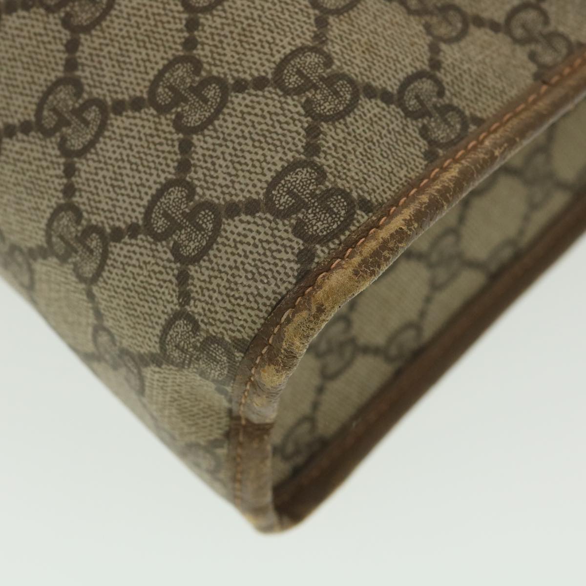 GUCCI GG Canvas Web Sherry Line Tote Bag PVC Leather Beige 89.02.092 bs4214