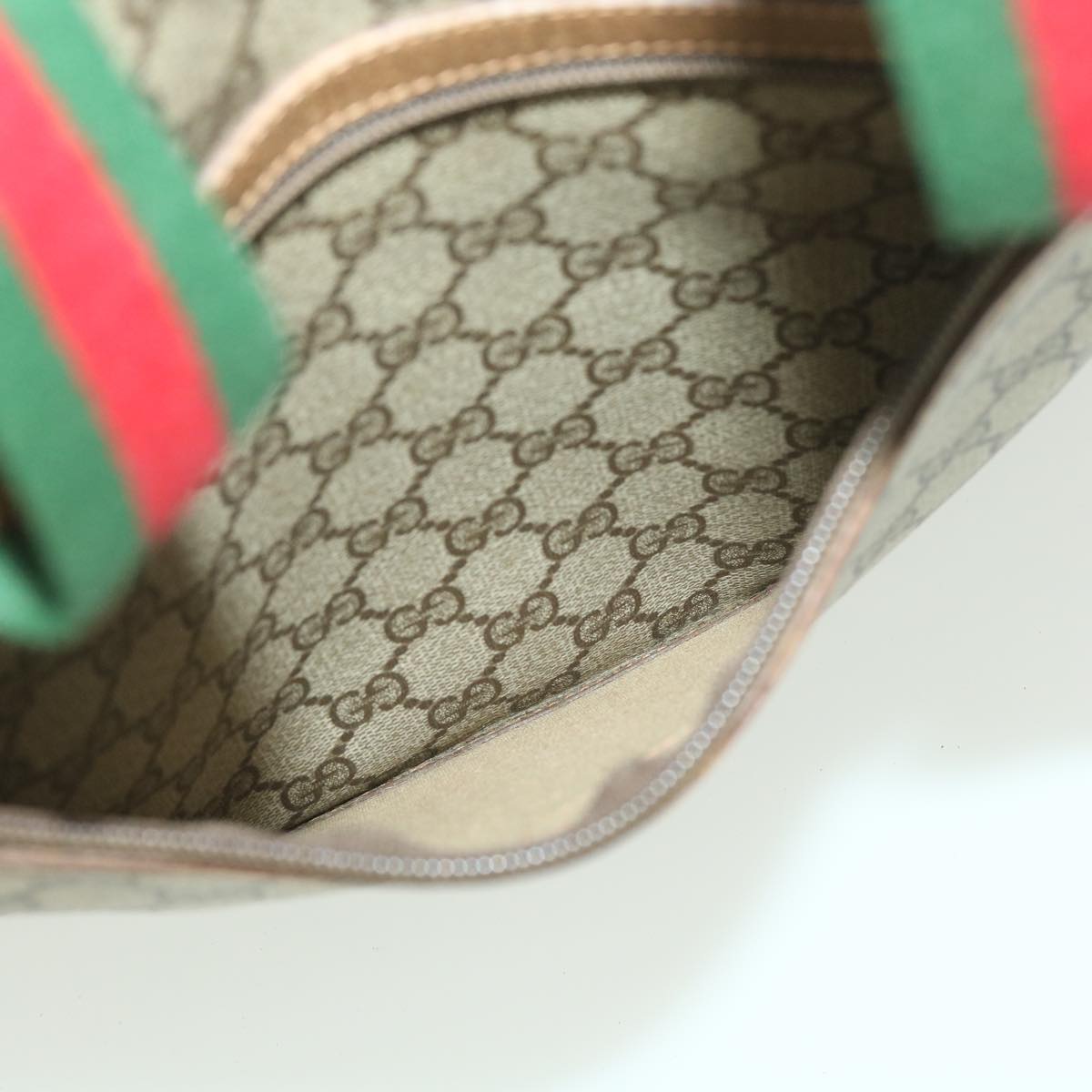 GUCCI GG Canvas Web Sherry Line Tote Bag PVC Leather Beige 89.02.092 bs4214