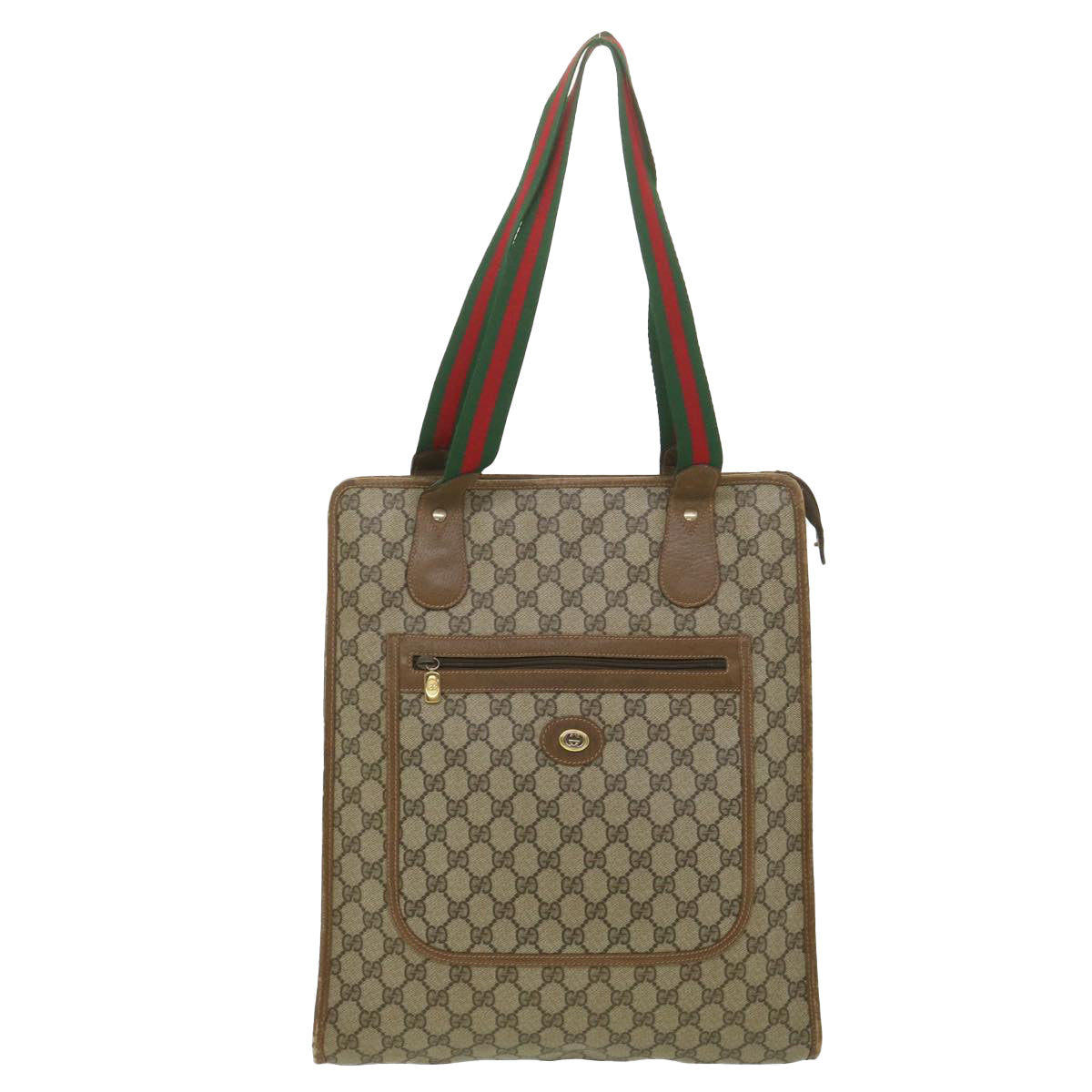 GUCCI GG Canvas Web Sherry Line Tote Bag PVC Leather Beige 89.02.092 bs4214