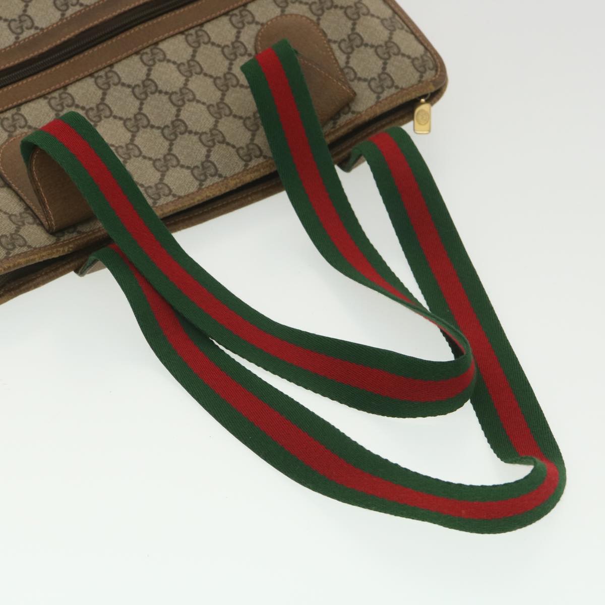 GUCCI GG Canvas Web Sherry Line Tote Bag PVC Leather Beige 89.02.092 bs4214