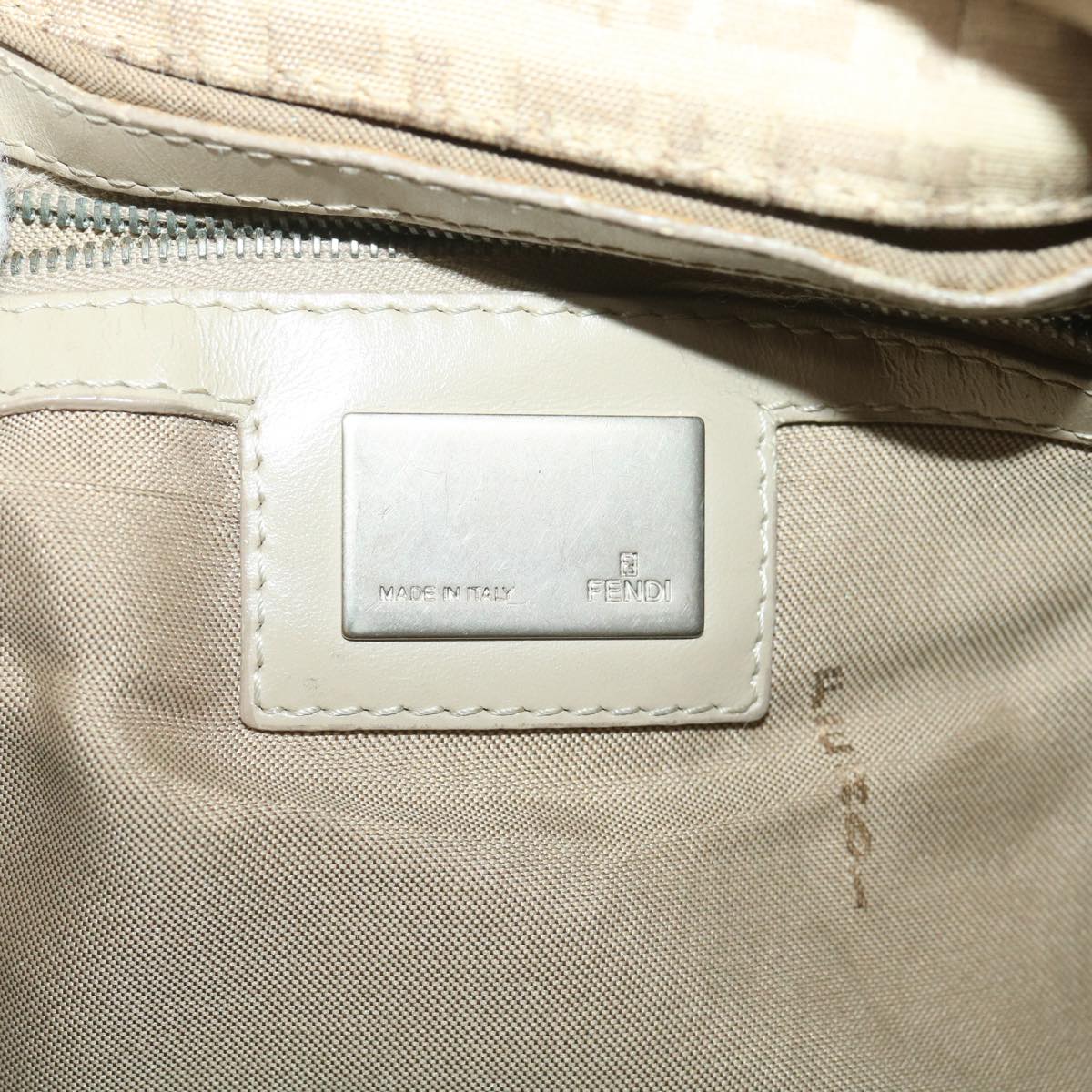 FENDI Zucchino Canvas Shoulder Bag Beige 2373-8BR091-KU7-048 bs4404